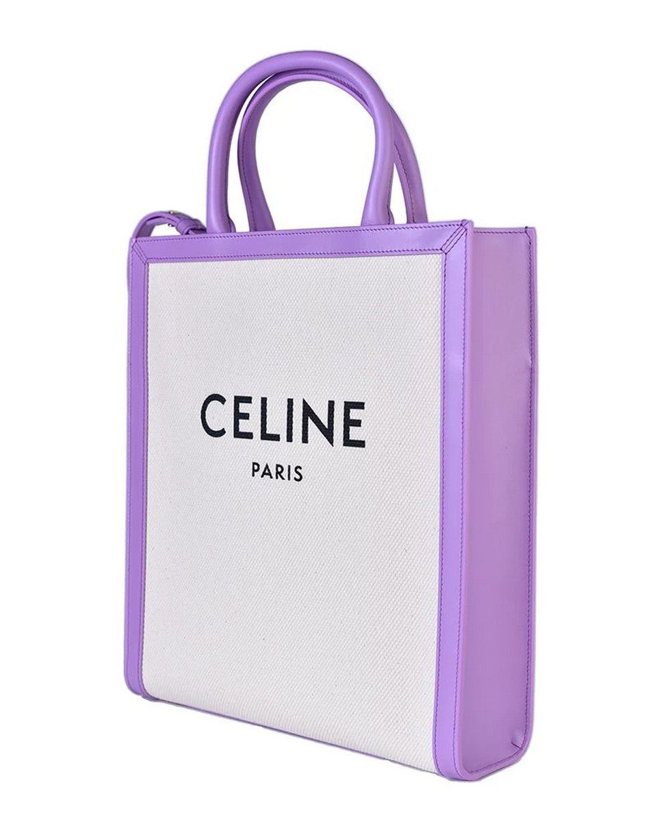 Celine CELINE Small Vertical mauve purple canvas leather tote bag q Size ONE SIZE - 1 Thumbnail
