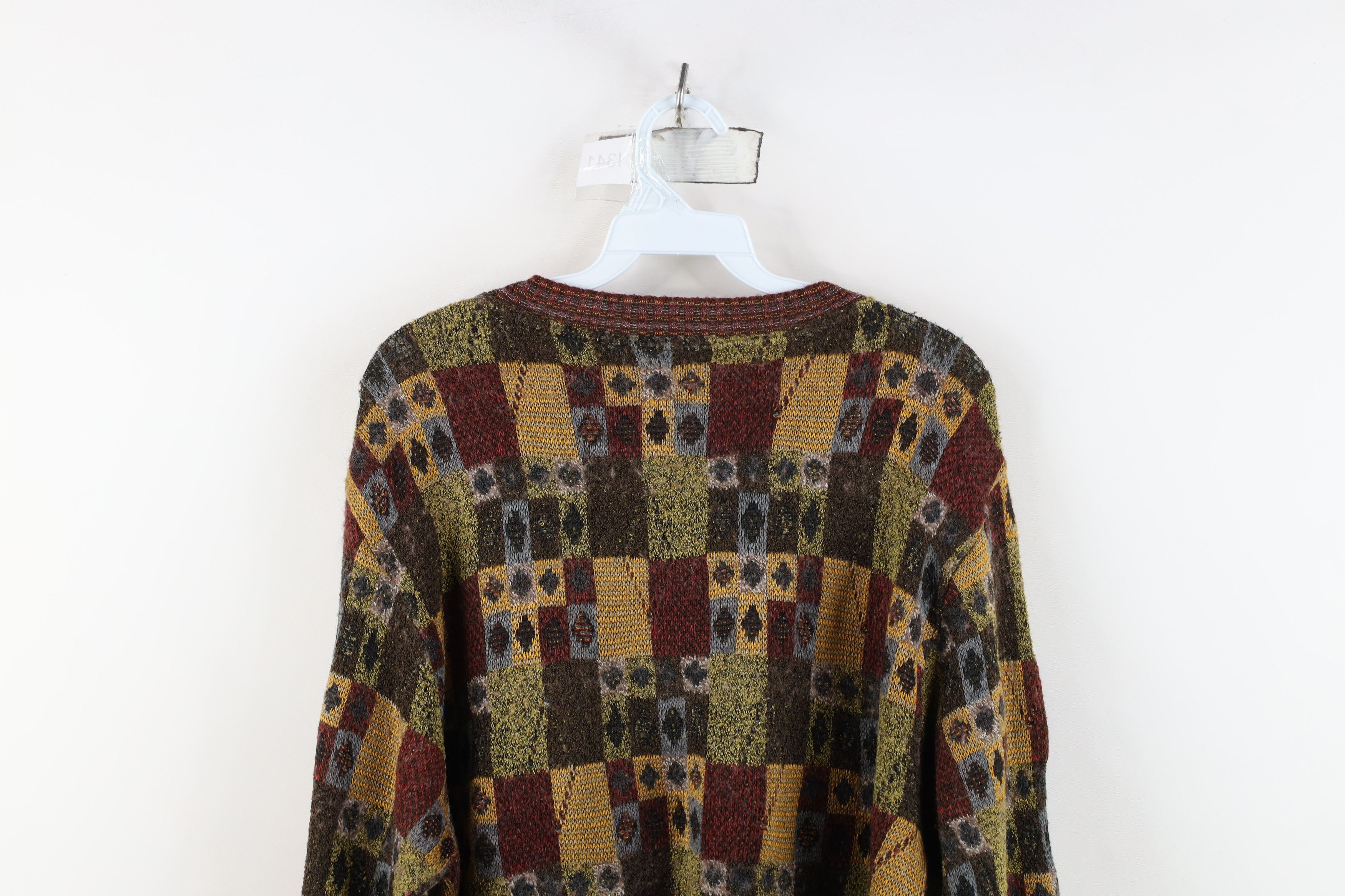 Vintage Vintage 90s Streetwear Checkered Knit Crewneck Sweater Size US M / EU 48-50 / 2 - 11 Thumbnail
