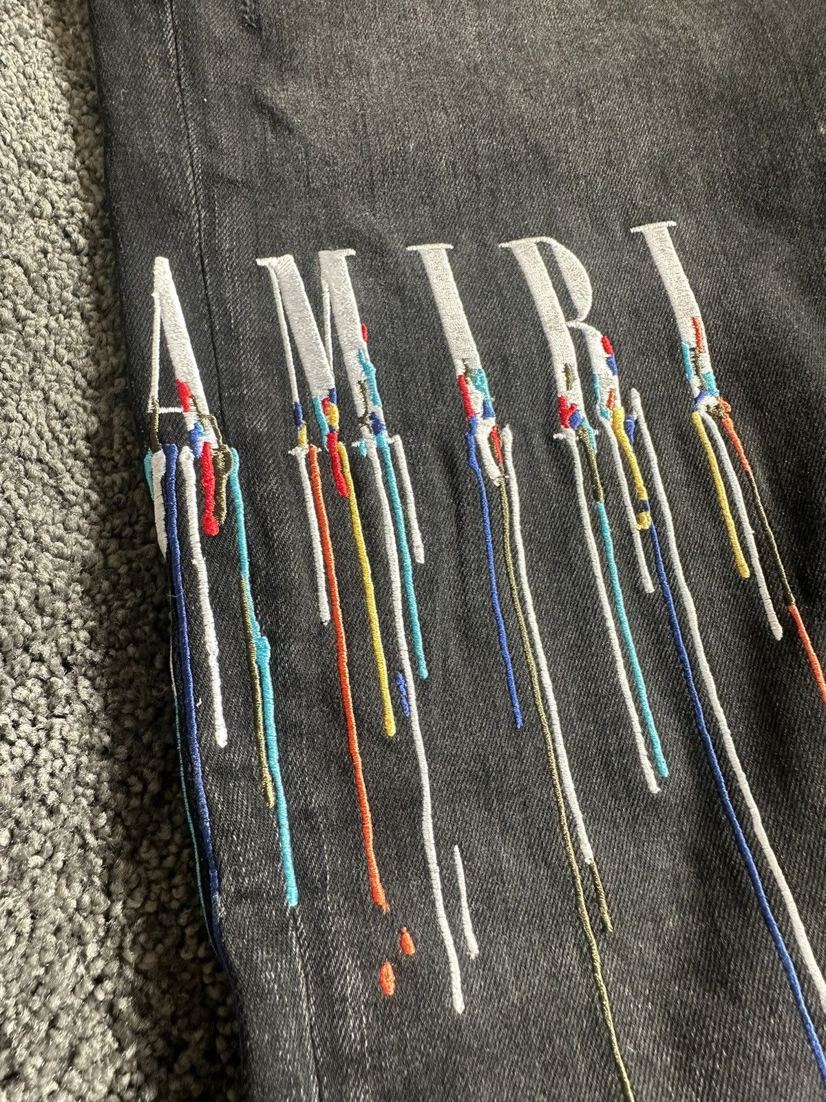 Amiri Amiri Paint Drip Logo Jeans Black Size US 34 / EU 50 - 3 Thumbnail