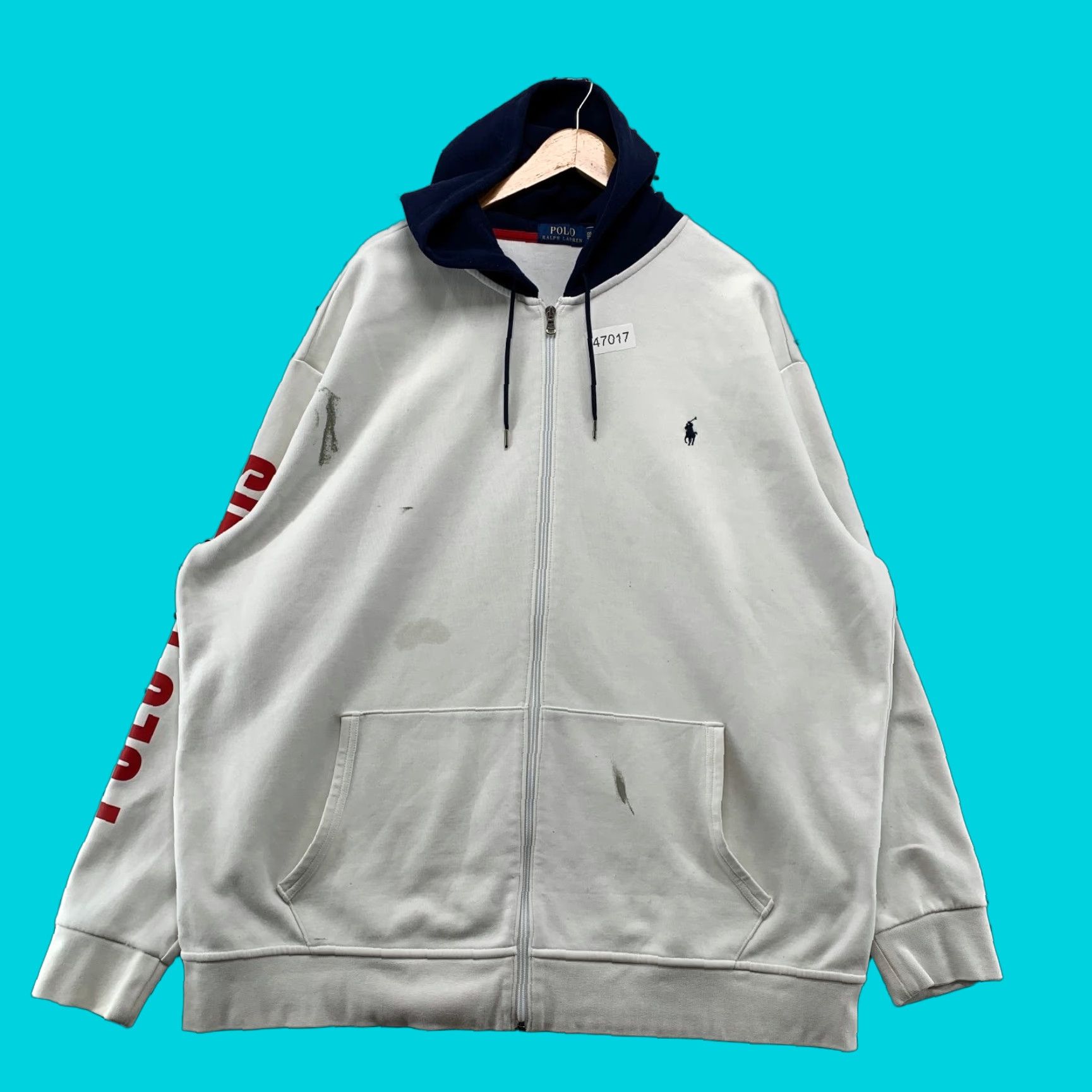 Polo Ralph Lauren Polo Ralph Lauren Tennis Hoodie Sweatshirt Mens XL White Blue Distressed Size US XL / EU 56 / 4 - 1 Thumbnail