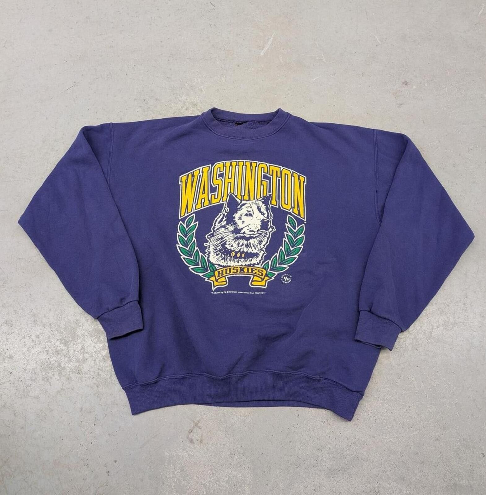 NCAA Vintage 90s Washington Huskies NCAA Boxy Purple Sweater Size US XL / EU 56 / 4 - 1 Thumbnail