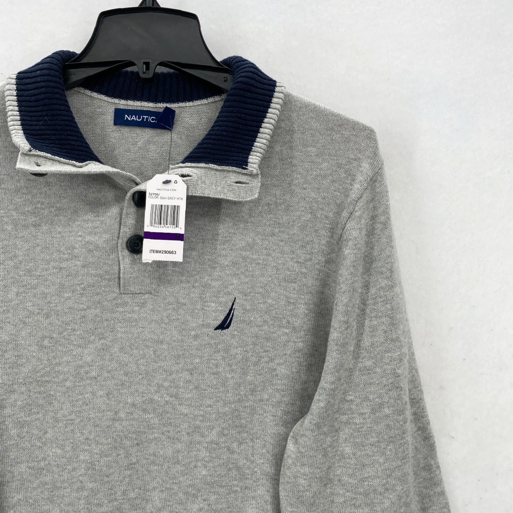 Nautica Nautica Henley Pullover Sweater Mens Medium Gray Knit Long Sleeve Mock Neck NWT Size US M / EU 48-50 / 2 - 2 Thumbnail