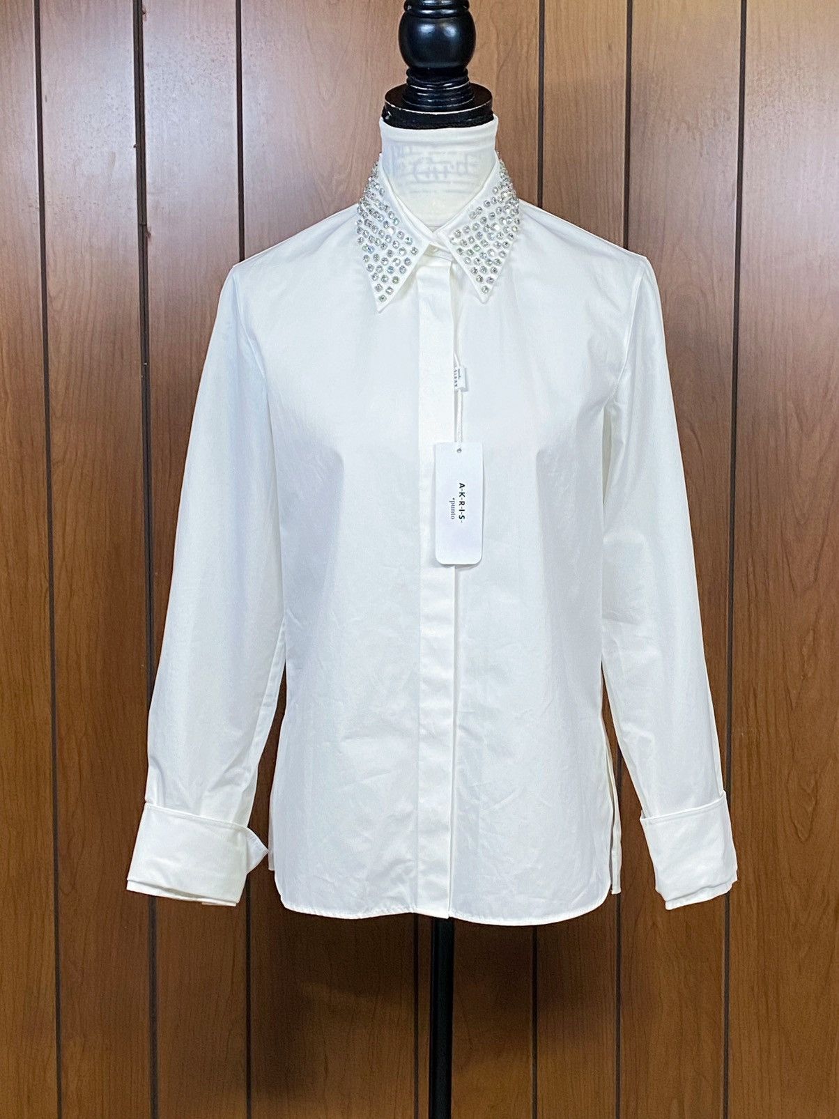 Akris Akris punto Embellished Collar Cotton Shirt size 4 Size S / US 4 / IT 40 - 5 Thumbnail