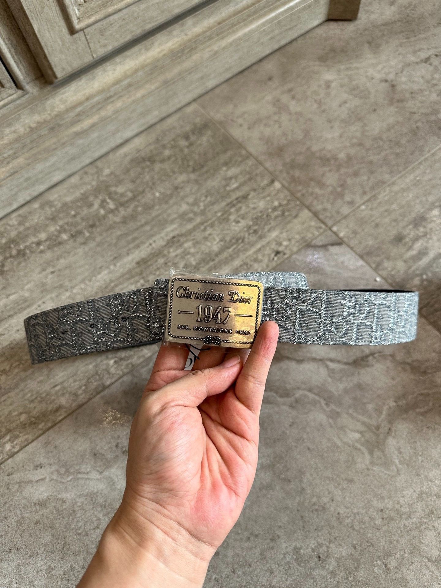 Dior Dior Gray Canvas Reversible Men's Belt Size ONE SIZE - 1 Thumbnail