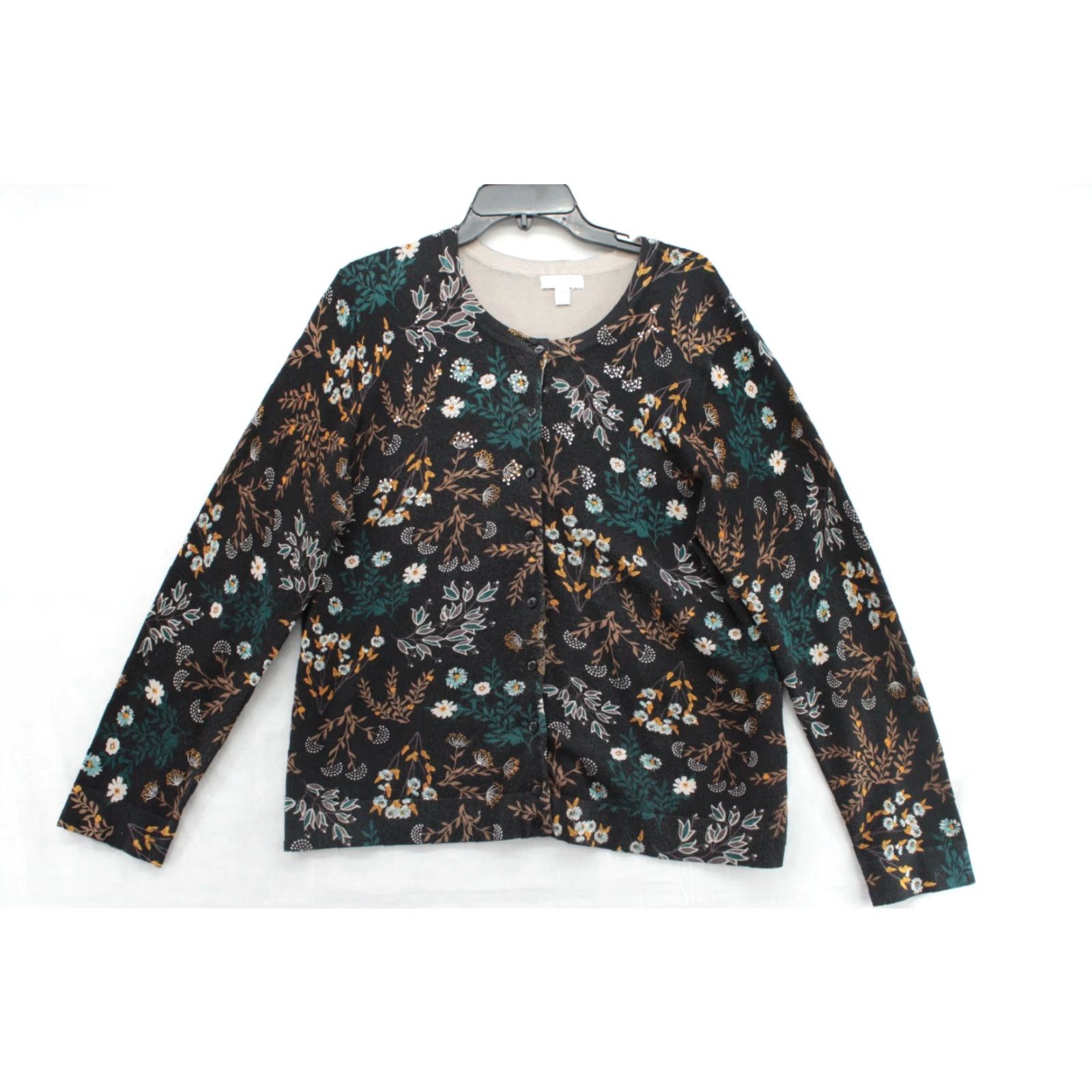 Charter Club Charter Club Cardigan Women's XXL Floral Rhinestones Long Sleeve Button Up Size XXL / US 16-18 / IT 52-54 - 3 Thumbnail