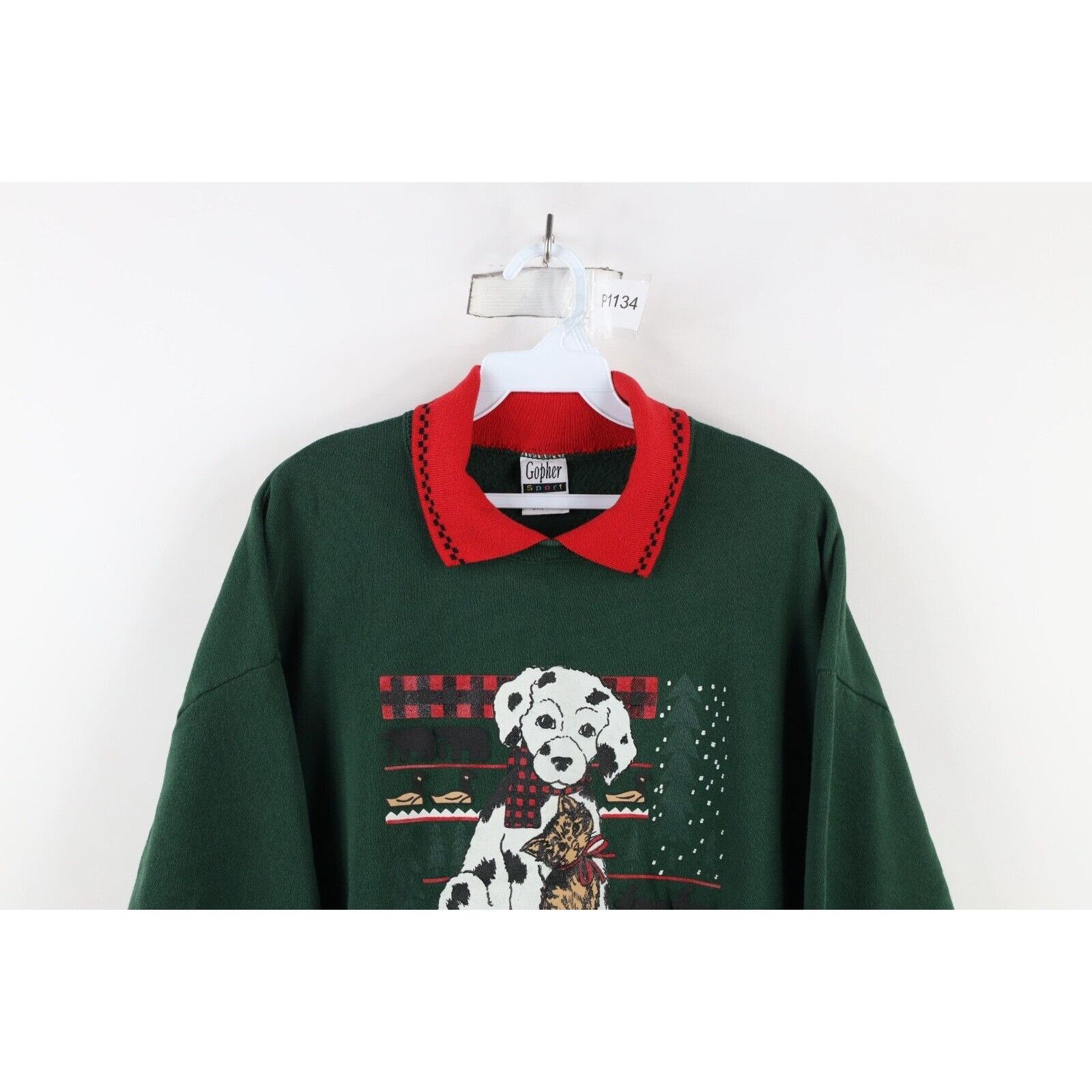 Vintage Vintage 90s Streetwear Christmas Puppy Cat Kitten Sweatshirt Size XL / US 12-14 / IT 48-50 - 2 Thumbnail