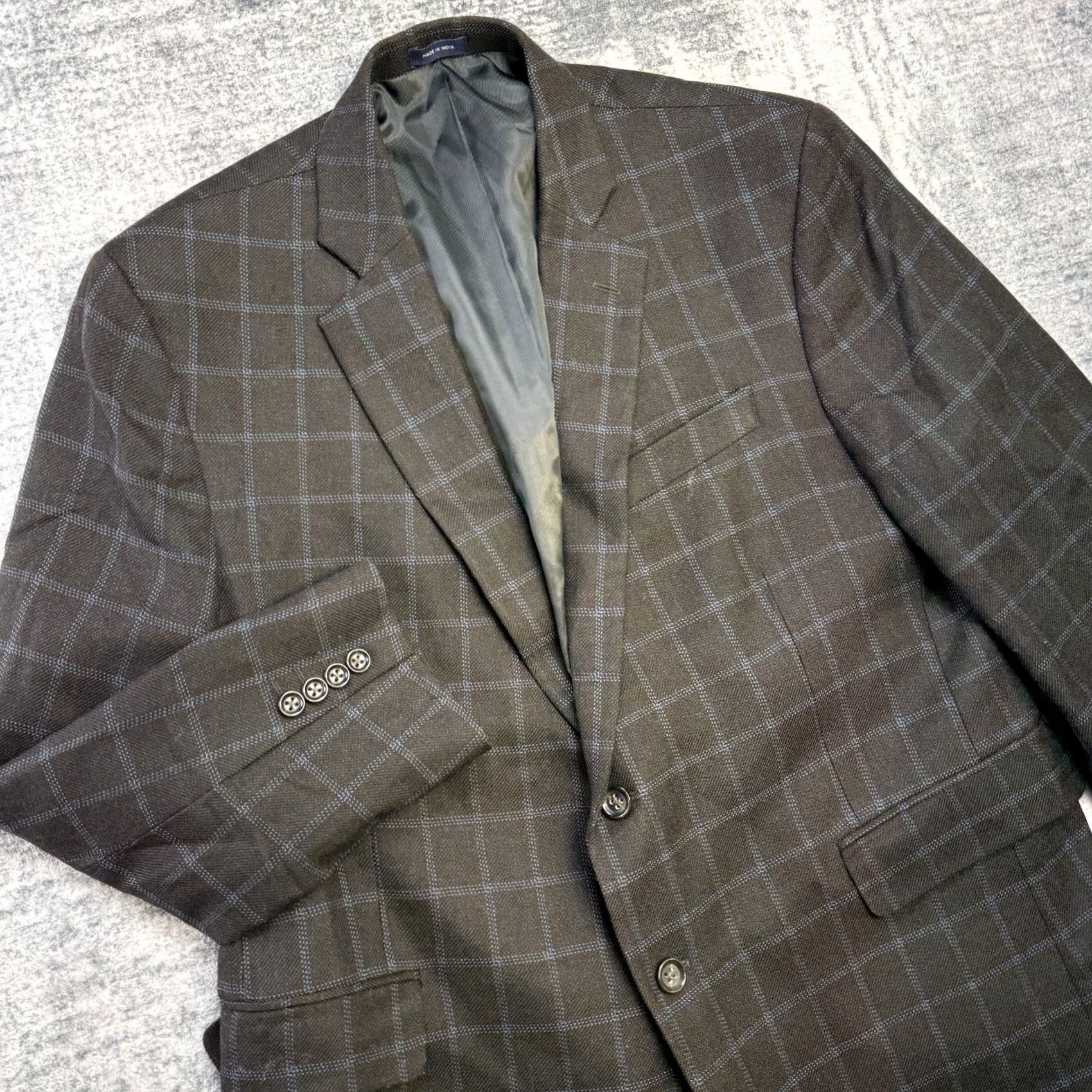Stafford Stafford Sport Coat Blazer Jacket Mens 46S Brown Wool Plaid Notch Lapel 2-Button 4-Button Sleeve" Size 46R - 2 Thumbnail