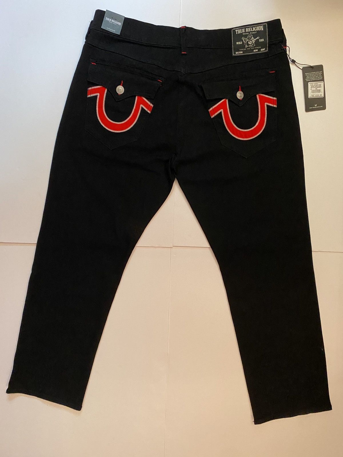 True Religion True Religion Ricky Relaxed Straight Black Red Mens 36 NWT Size US 36 / EU 52 - 5 Thumbnail