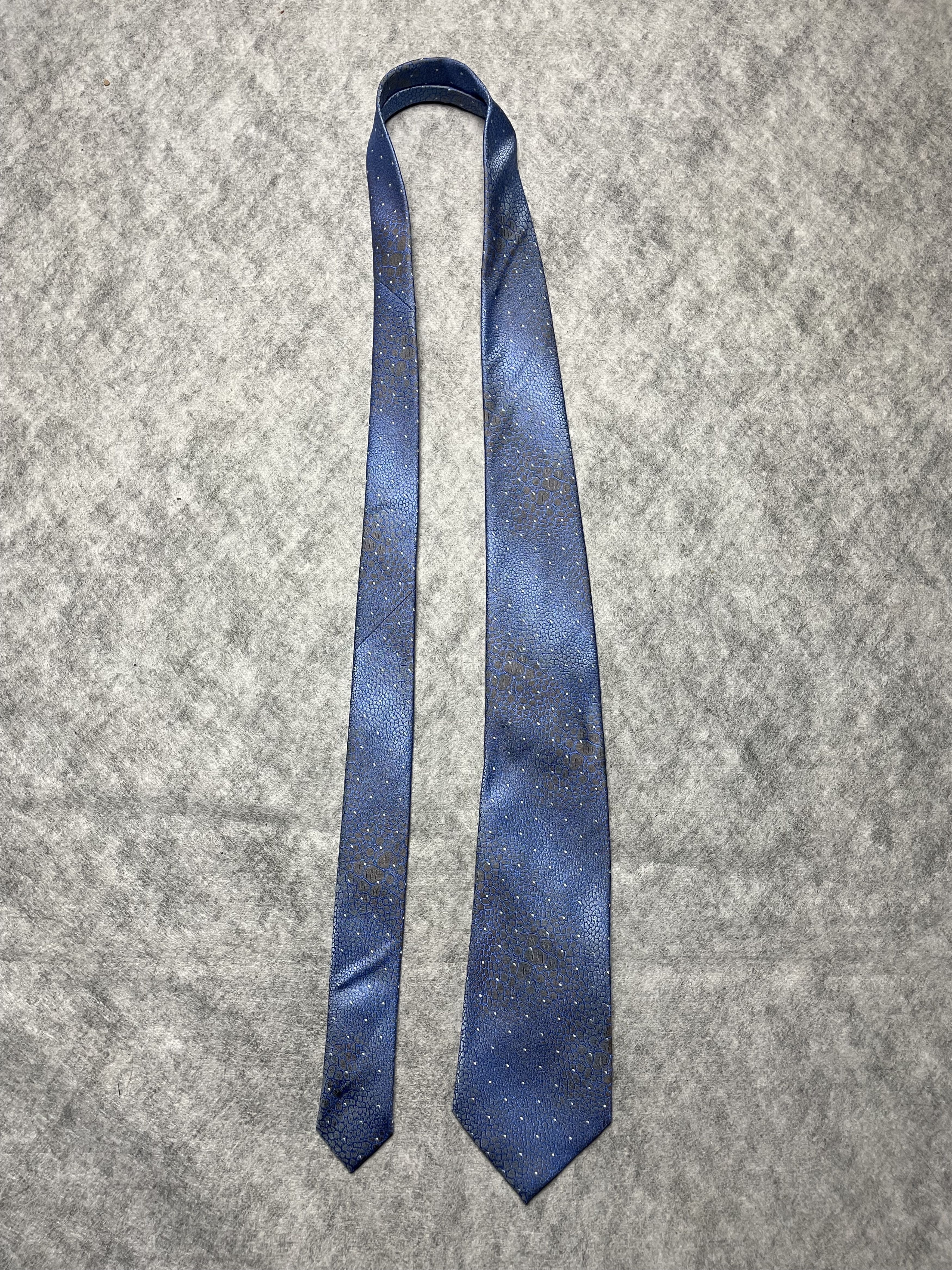 Balmain BALMAIN Paris Snakeskin Print Blue Silk Mens Tie Size ONE SIZE - 8 Thumbnail