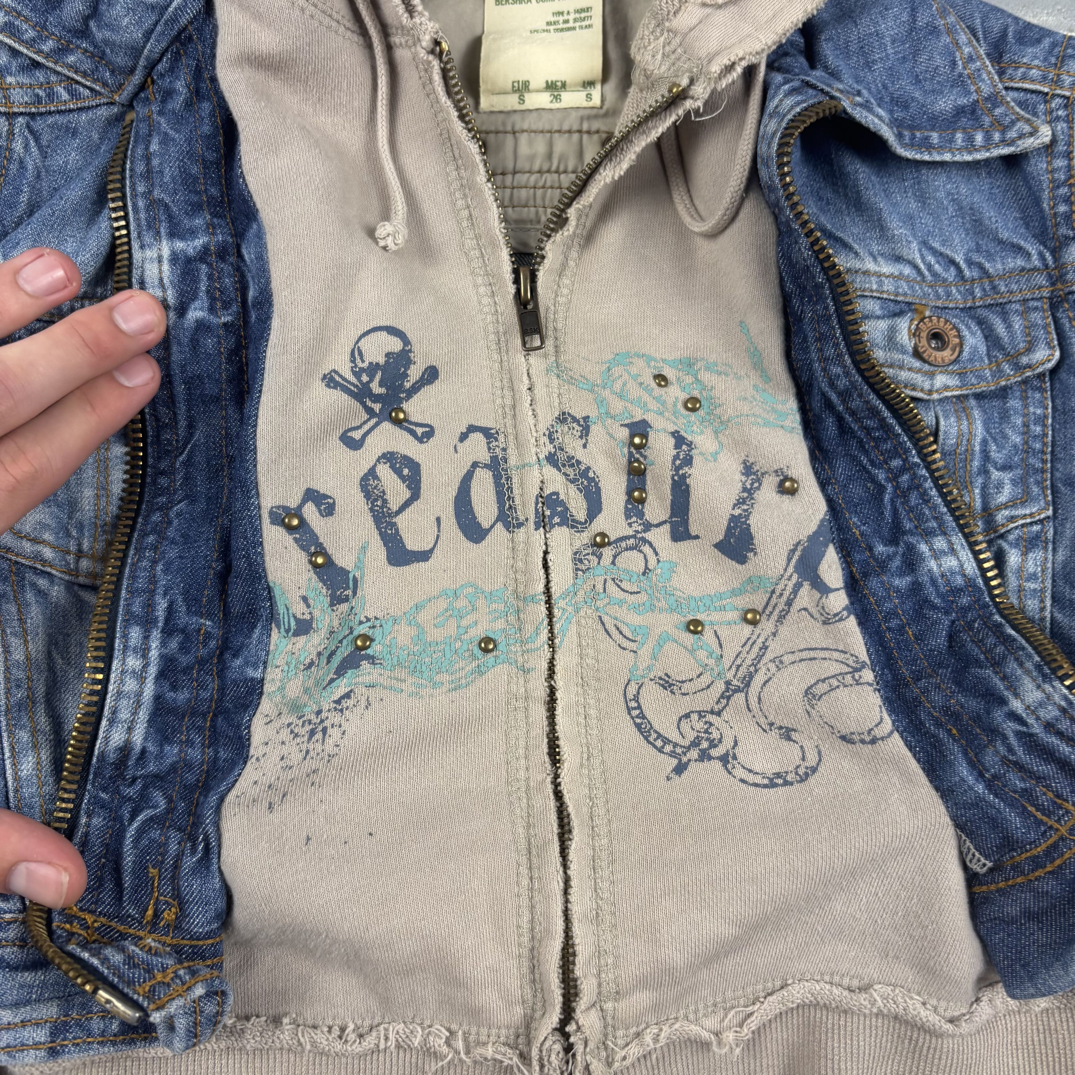 Bershka Vintage Bershka Denim Hoodie Size S / US 4 / IT 40 - 5 Thumbnail