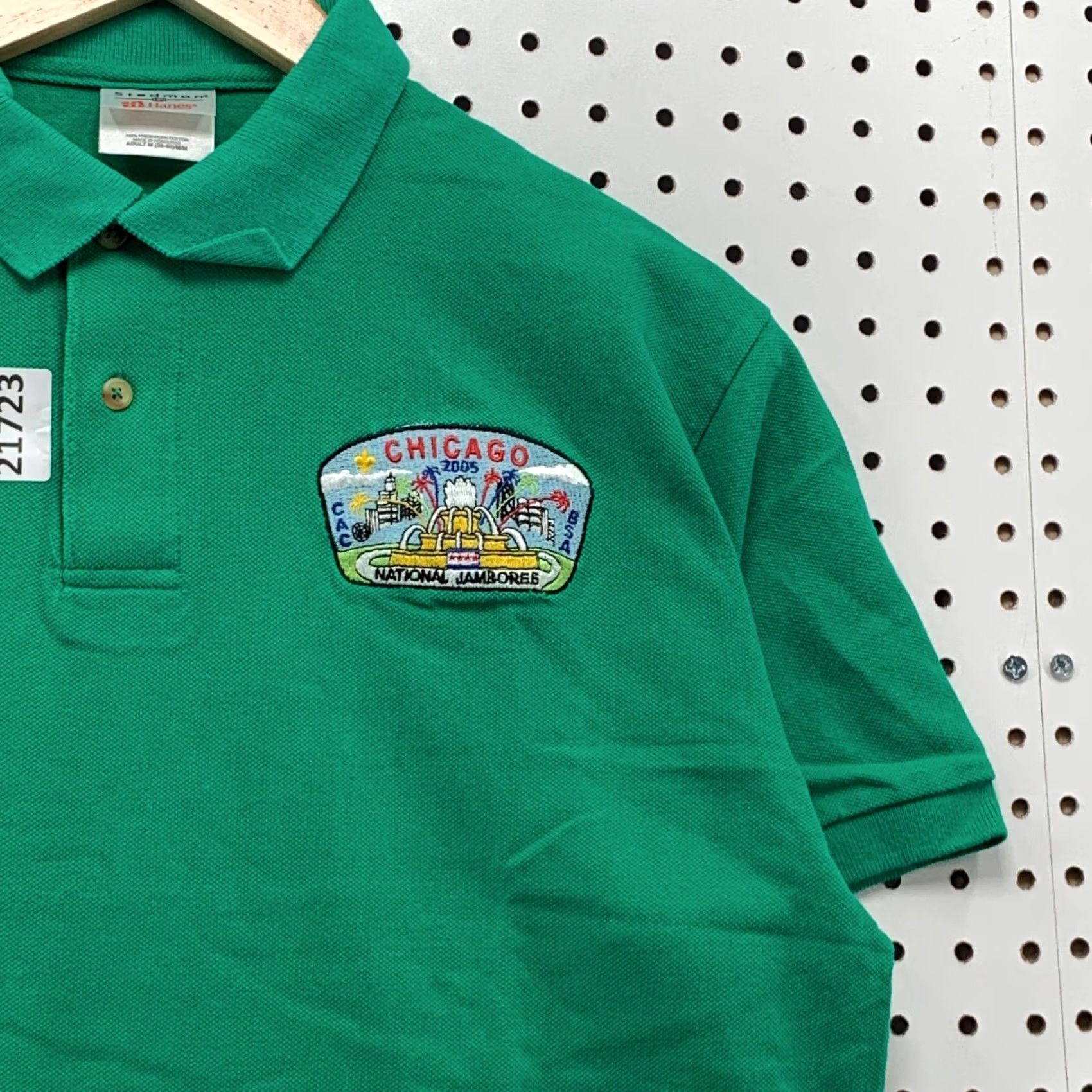 Hanes VINTAGE BSA Polo Shirt Chicago Jamboree 2005 Green Mens Medium 21x28.5 Boy Scout Size US M / EU 48-50 / 2 - 7 Thumbnail