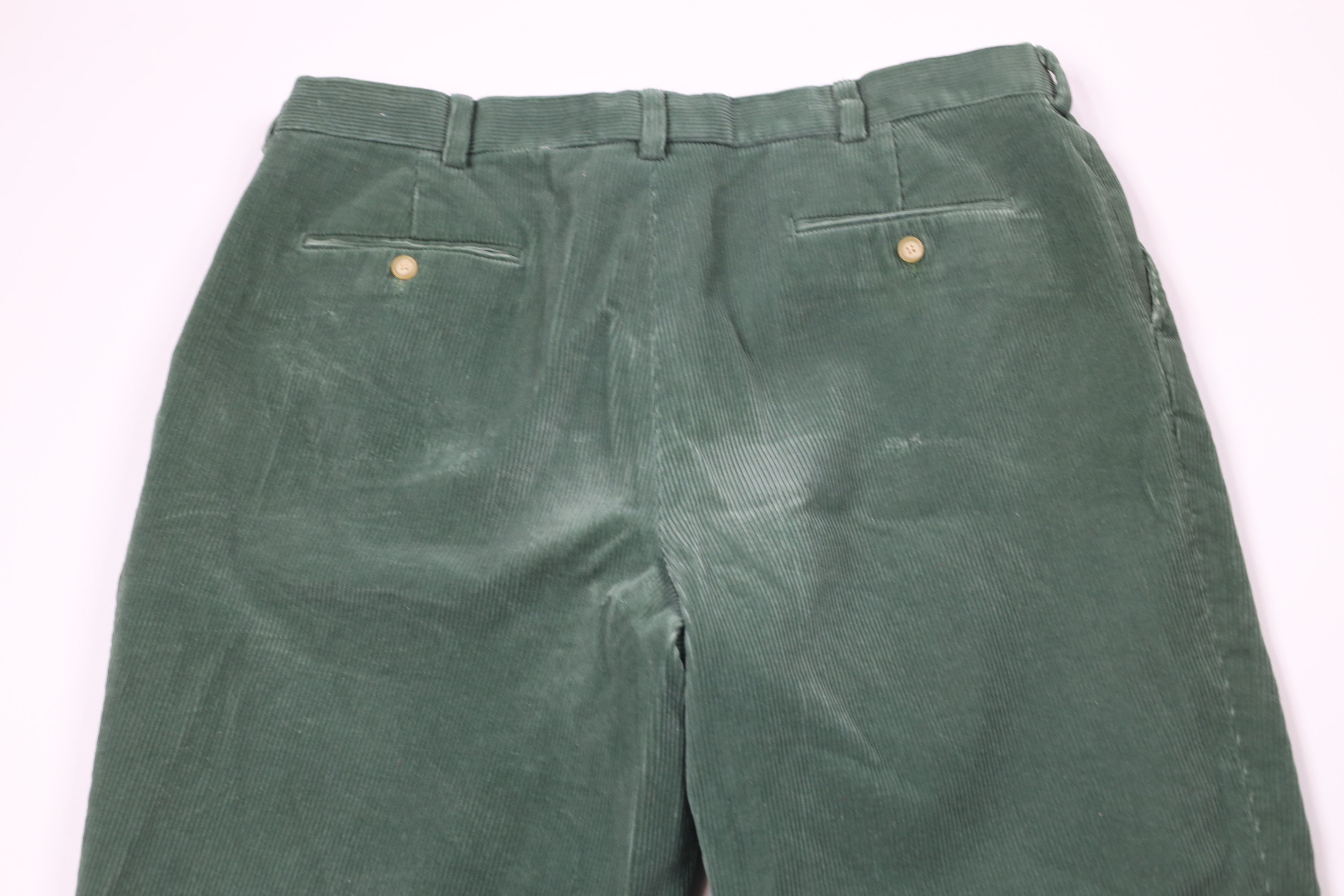 Lands' End × Vintage Vintage 90s Lands End Wide Leg Corduroy Chino Pants Green Size US 38 / EU 54 - 10 Thumbnail