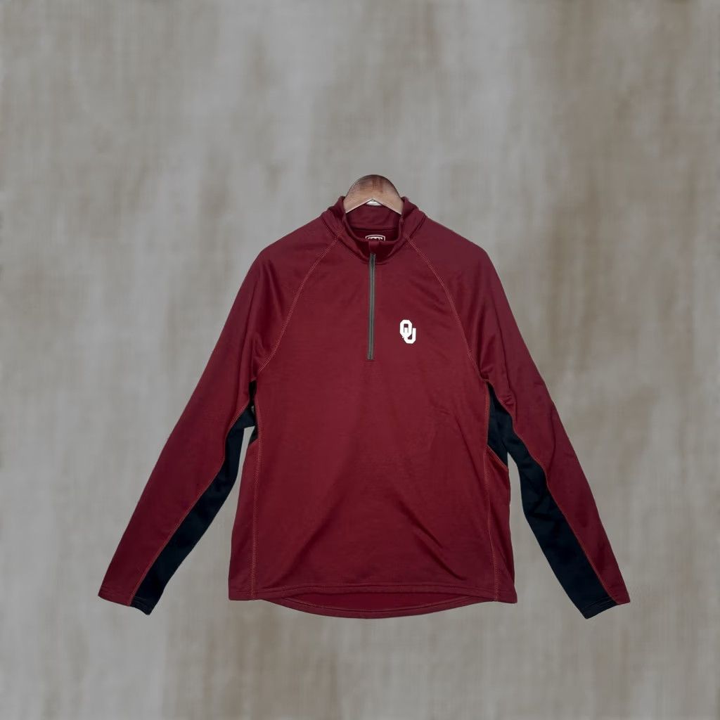 Logo 7 Oklahoma Sooners OU Logo Quarter Zip Pullover Jacket Men Red Athletic Sportswear Size US M / EU 48-50 / 2 - 1 Thumbnail