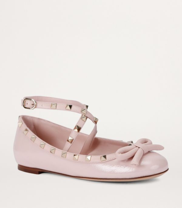 Valentino o1s22i1n0924 Patent Leather Rockstud Flats in Pink Size US 11 / IT 41 - 3 Thumbnail