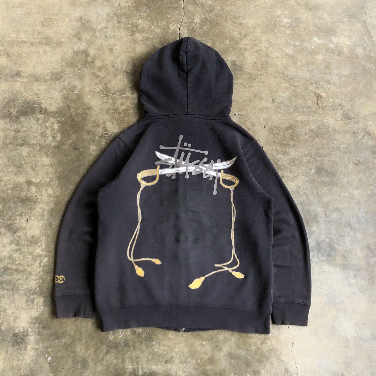 Stussy Vintage Trashed Stussy Dagger Rope Logo Ziphoodie Black Size US L / EU 52-54 / 3 - 1 Thumbnail