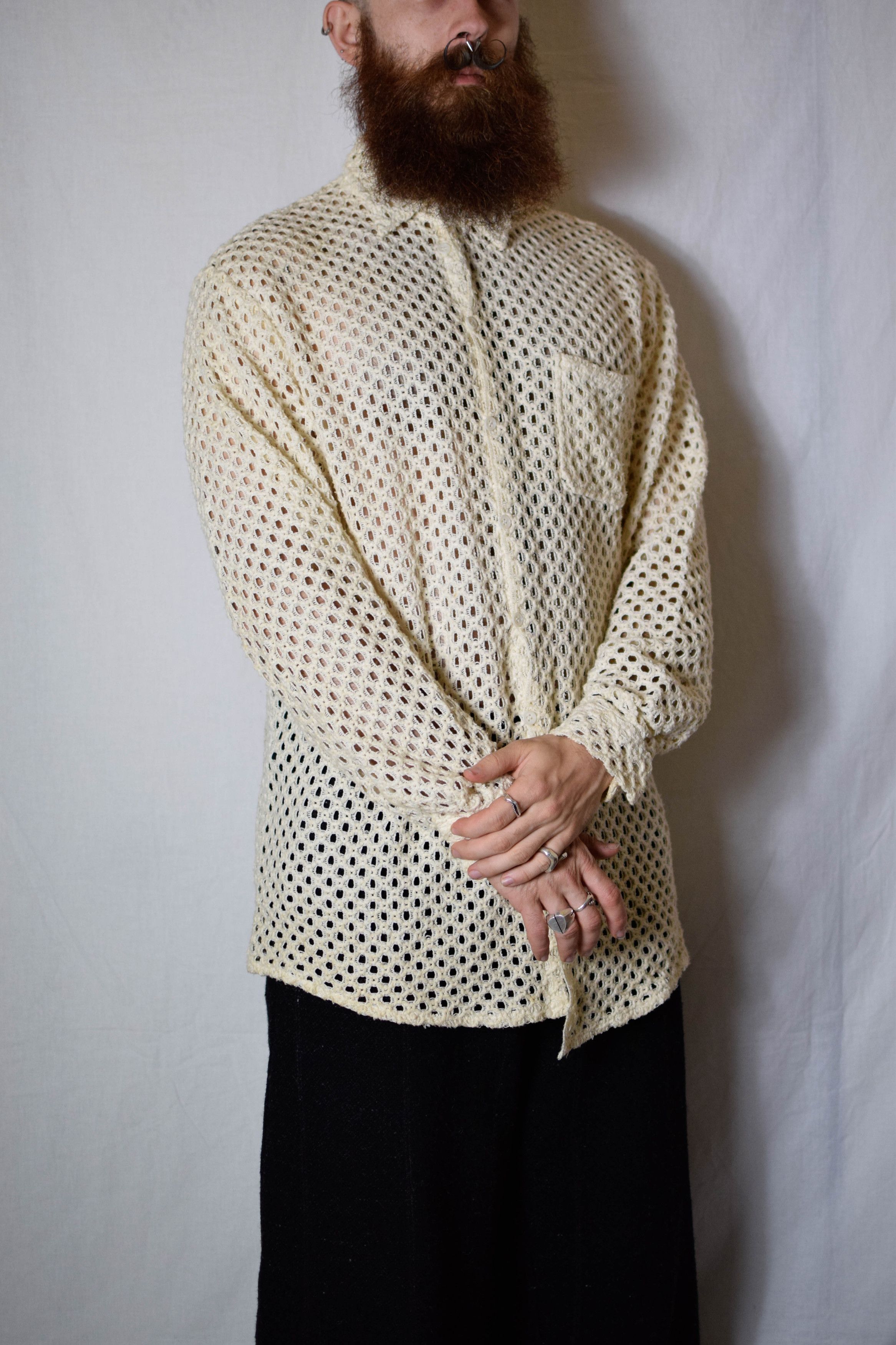 Yohji Yamamoto YYPH SS94 Mesh Shirt - HT-B37-064 Size US L / EU 52-54 / 3 - 1 Thumbnail
