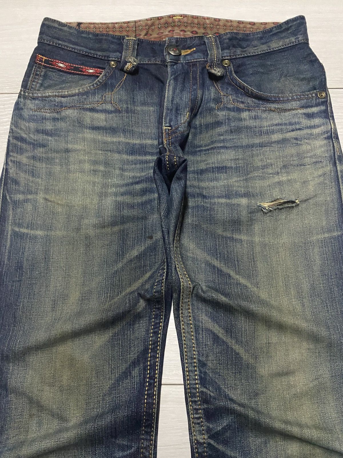 Edwin Vintage Edwin XV Mud Wash Honeycomb Distressed Loose Jeans Size US 31 - 3 Thumbnail