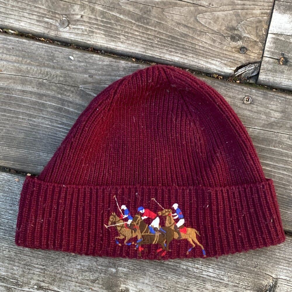 Polo Ralph Lauren × Vintage Embroidered Polo Ralph Lauren Wool Beanie Match Hat Size ONE SIZE - 2 Thumbnail