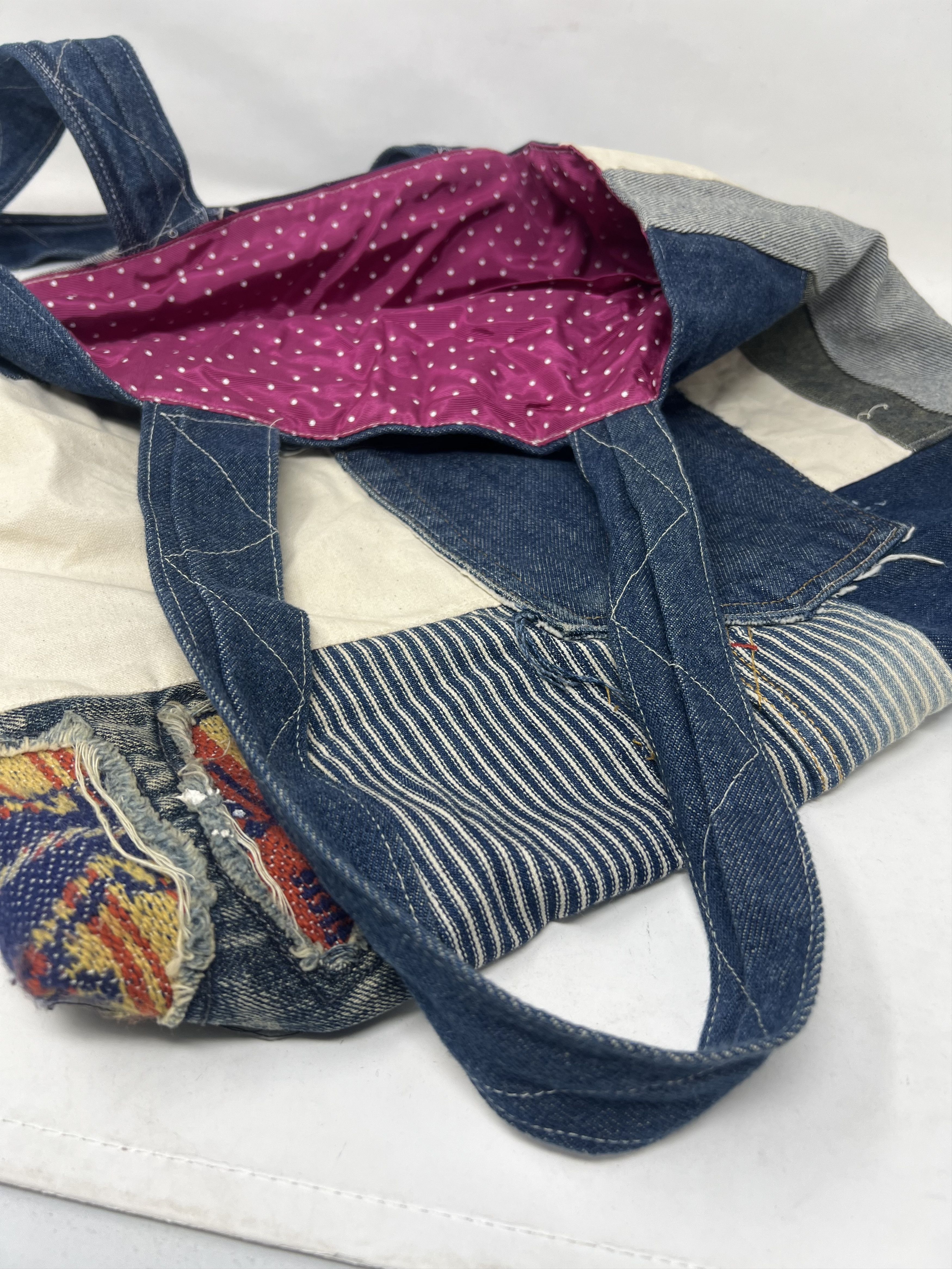 20471120 Patchwork Sashiko Archive Custom Denim Tote Bag Size ONE SIZE - 10 Thumbnail