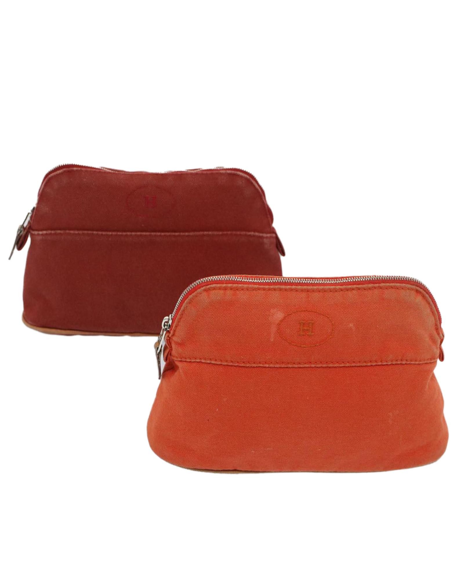 image of Hermes Canvas Pouch Set In Red/orange, Women's