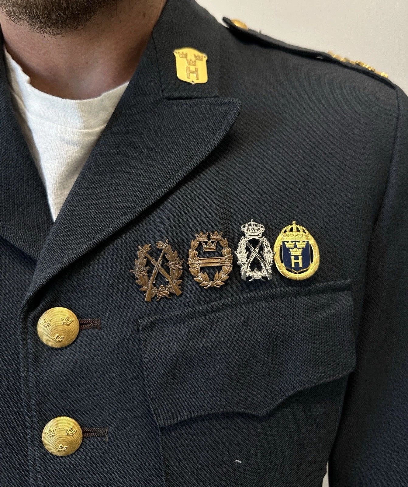 Vintage Vintage Rare 1965 SWEDISH ARMY MILITARY Jacket Crown Kvalite Size 50S - 3 Thumbnail