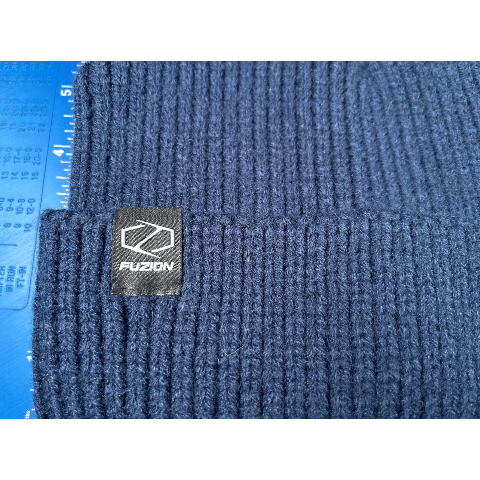 Port Authority Port Authority Beanie Mens One Size Blue Knit Stretch Fuzion Logo - Casual Winter Hat Size ONE SIZE - 2 Thumbnail