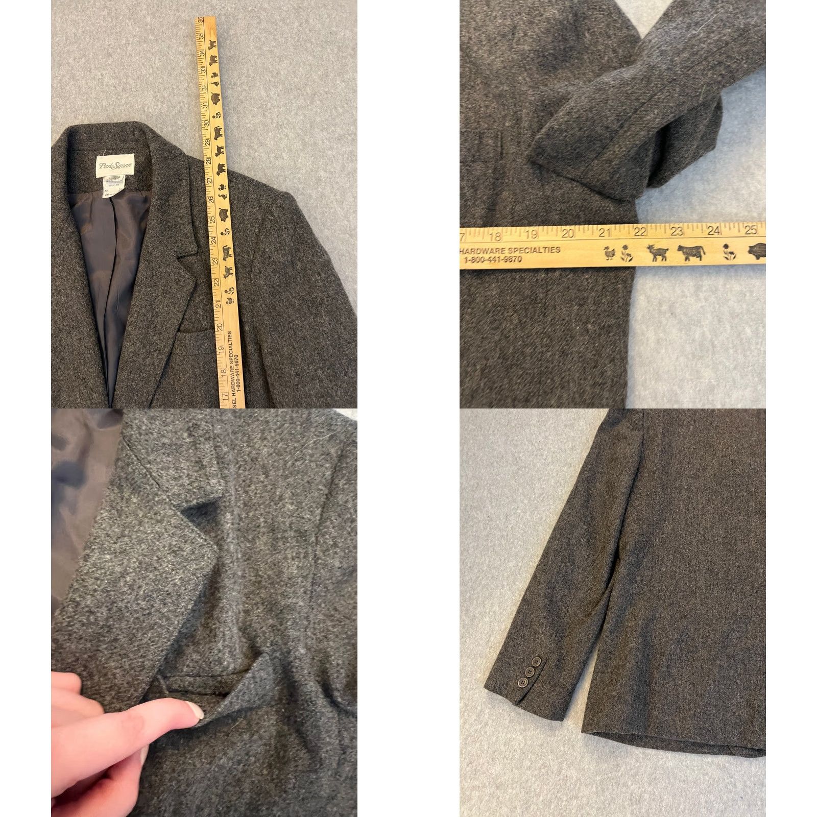 Vintage VINTAGE Park Square Blazer Womens Size 12 100% Wool Tweed Long Sleeve Gray Two Button Coat Jacket Blazer Size XL / US 12-14 / IT 48-50 - 10 Thumbnail
