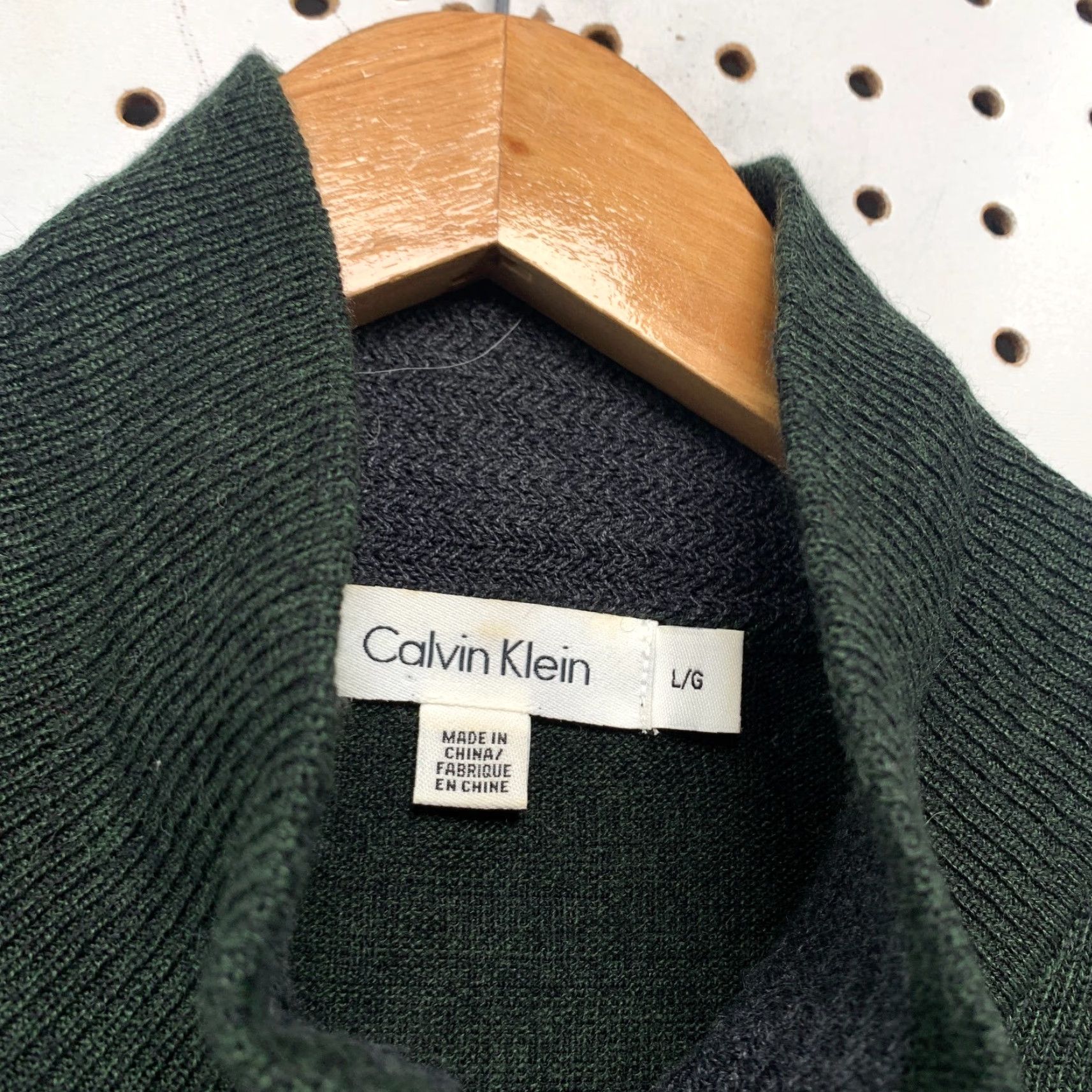 Calvin Klein VINTAGE Calvin Klein Sweater Mens Large 1/4 Zip Wool Blend Dark Green Casual Fall Winter Pullover Size US L / EU 52-54 / 3 - 3 Thumbnail