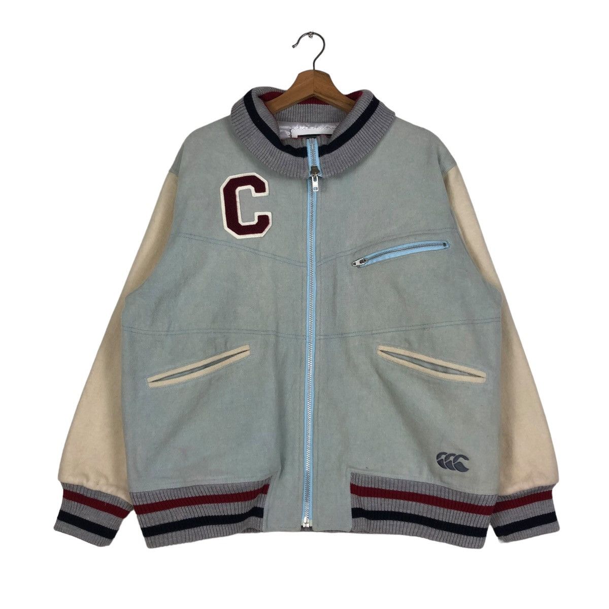 Canterbury of New Zealand 🔥VINTAGE WOOL BOMBER JACKET CANTERBURY BIG LOGO SPELL OUT Size US L / EU 52-54 / 3 - 3 Thumbnail