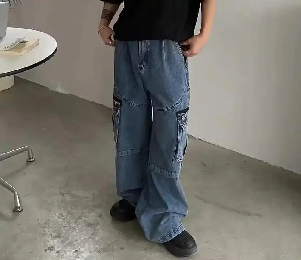 Japanese Brand × Jean Cargo Utility Multi Pocket Baggy Blue Denim Jeans Size US 30 / EU 46 - 3 Thumbnail