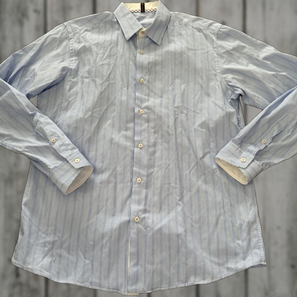 Ben Sherman Ben Sherman Dress Shirt Mens Size 16 Blue White Striped Button Up Casual Workwear Shirt Size 42R - 1 Thumbnail