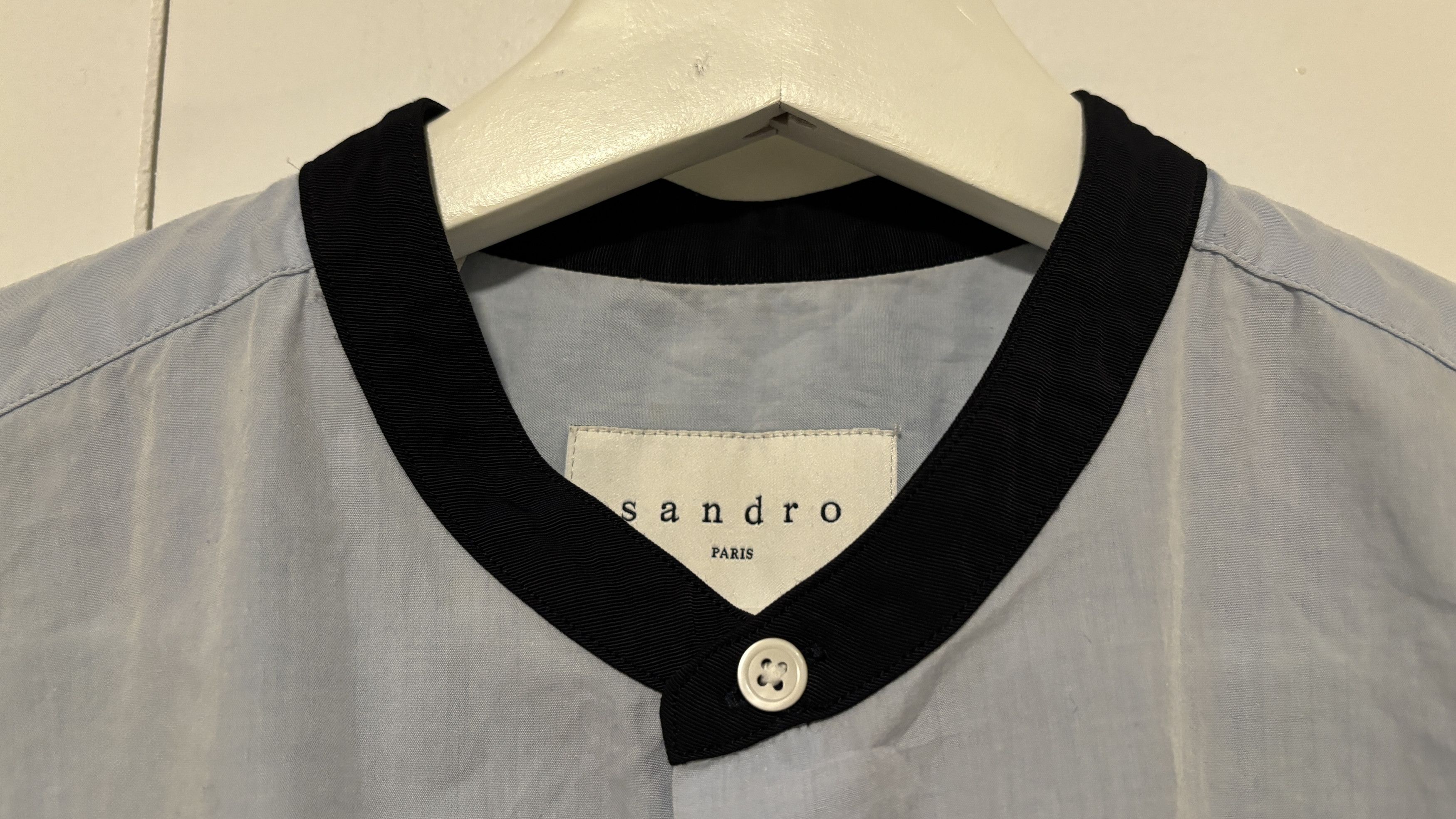 Sandro Blue Contrast Collar Button Up Shirt Size Medium Size US M / EU 48-50 / 2 - 6 Thumbnail