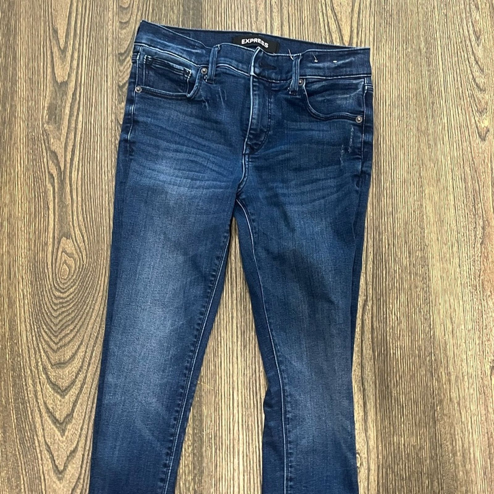 Express Express Ankle Legging Jeans Perfect Raw Hem Blue Size 2L Size 26" / US 2 / IT 38 - 7 Thumbnail