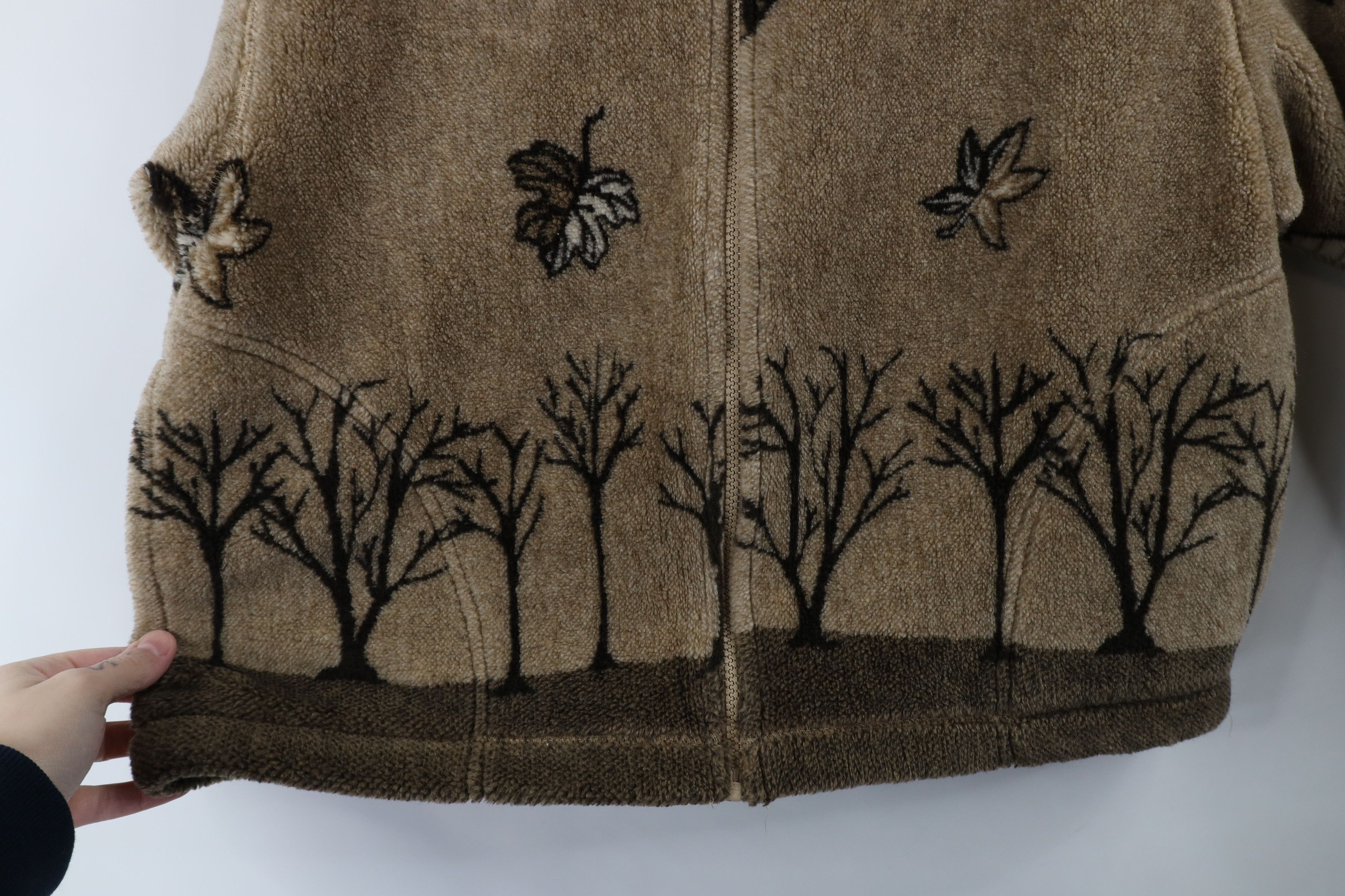 Vintage Vintage 90s Streetwear Tree All Over Print Fleece Jacket USA Size L / US 10 / IT 46 - 9 Thumbnail