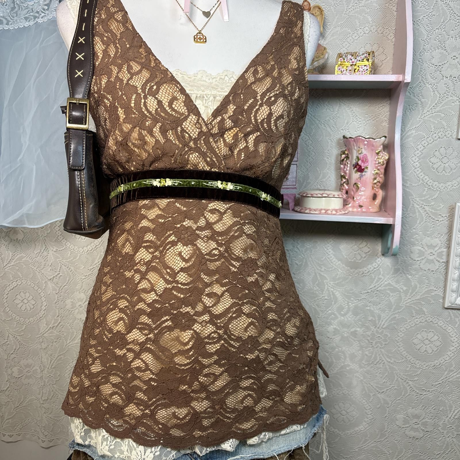 Rothco y2k brown lace fairy core blouse Size S / US 4 / IT 40 - 4 Thumbnail