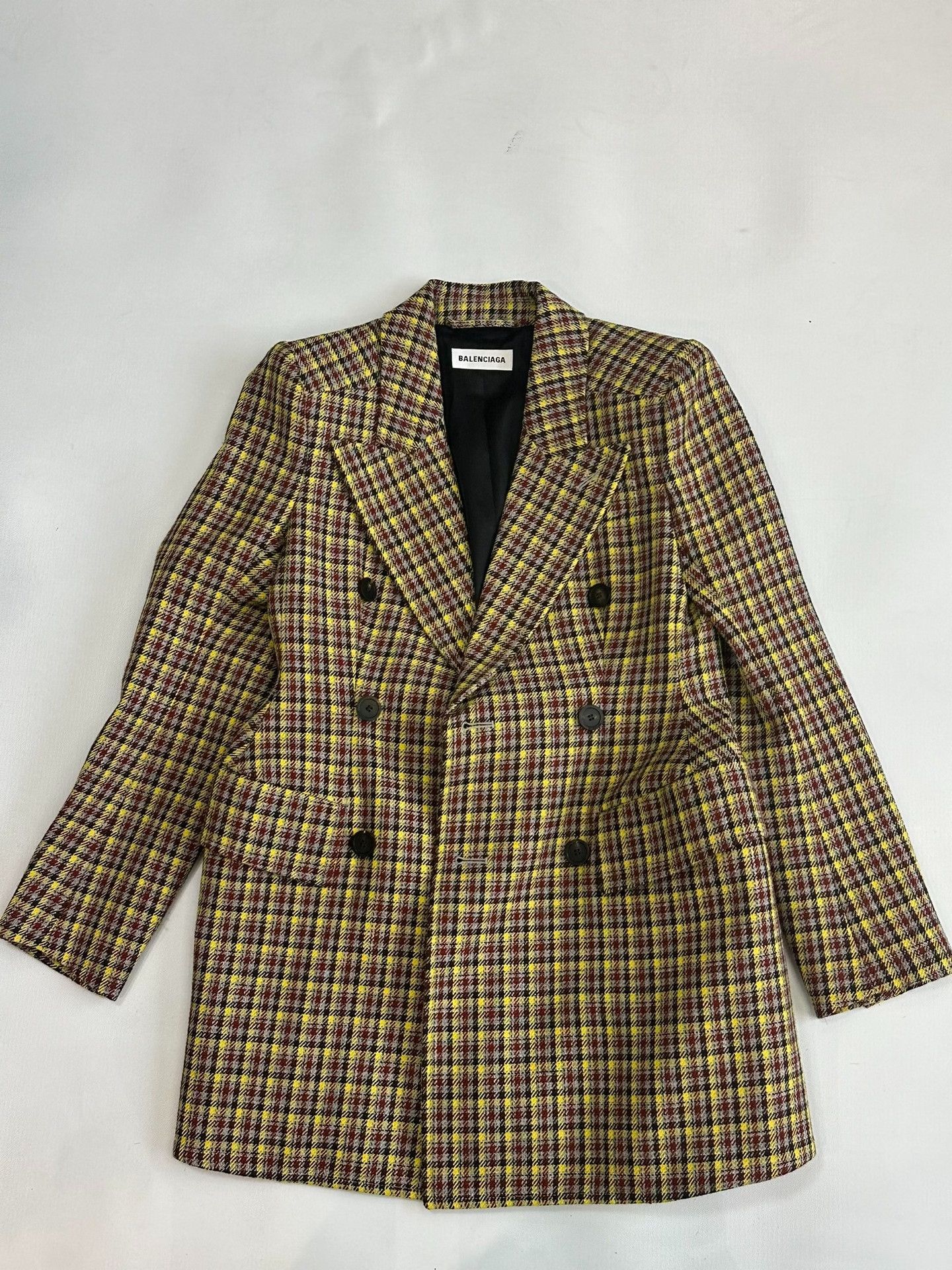 Balenciaga Balenciaga Hourglass Yellow Check Wool Blazer Size XXS / US 00 / IT 34 - 1 Thumbnail