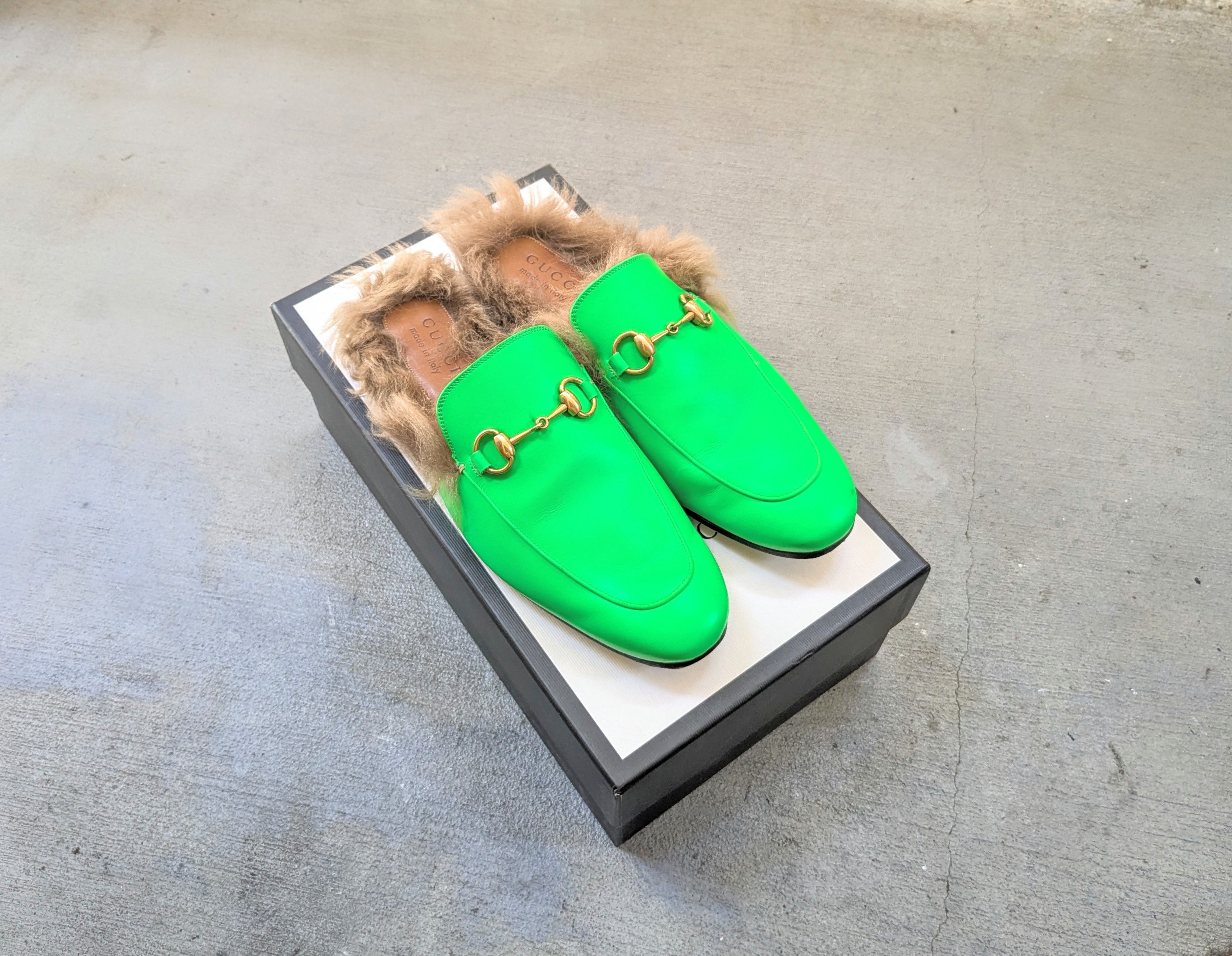 Gucci Gucci Princetown Horsebit Loafers Green 8.5 Snaffle Fur Grailed