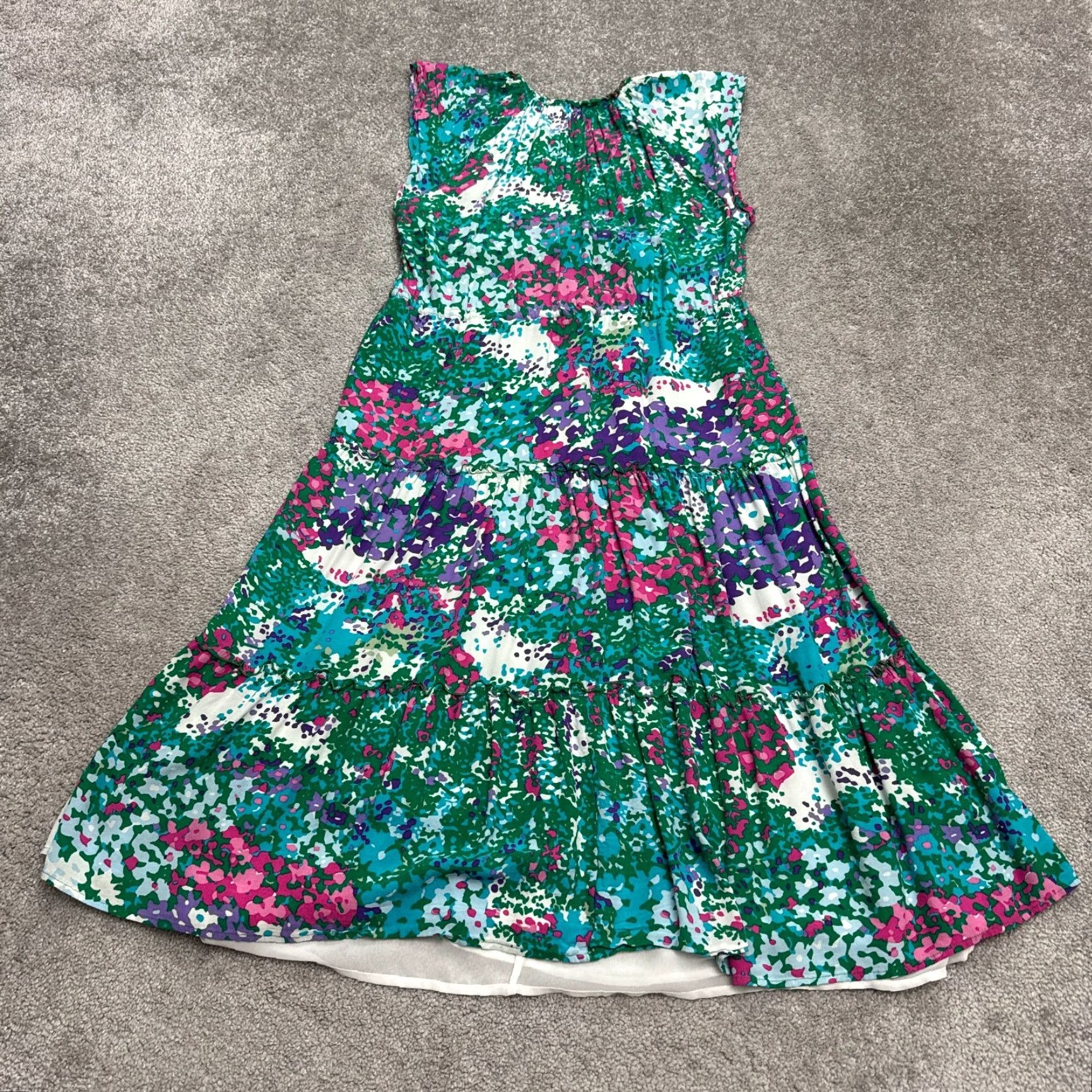 Rails Rails Gardenia Floral Tiered Flutter Dress Womens Small Green Knee Length Vintage No Size S / US 4 / IT 40 - 3 Thumbnail