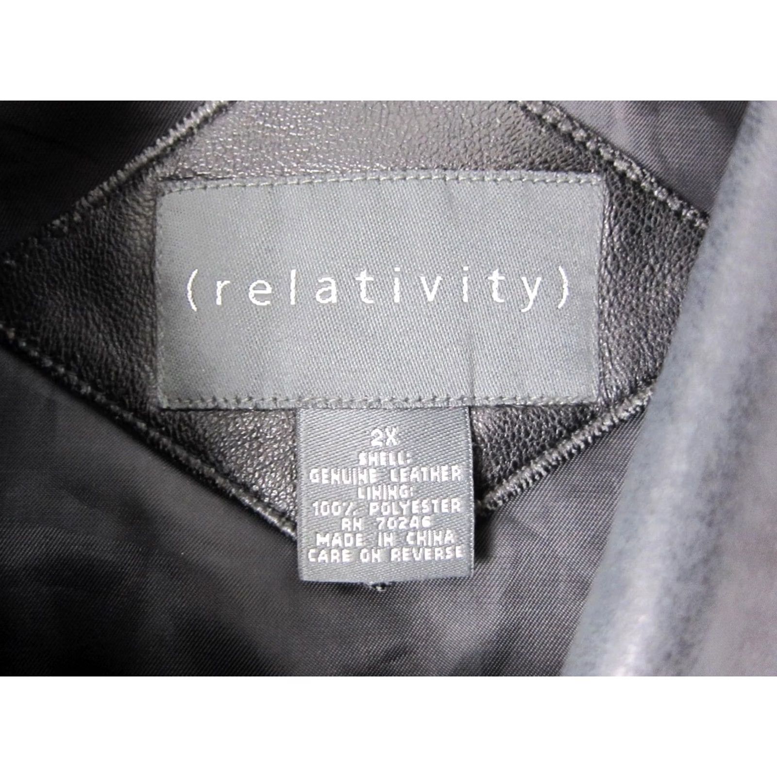 Vintage Relativity Jacket Womens 2X Black Leather Full Zip Biker Motorcycle Hoodie Lined Pattern Solid casual Workwear 80s 90s Mens Girls Size XXL / US 16-18 / IT 52-54 - 3 Thumbnail