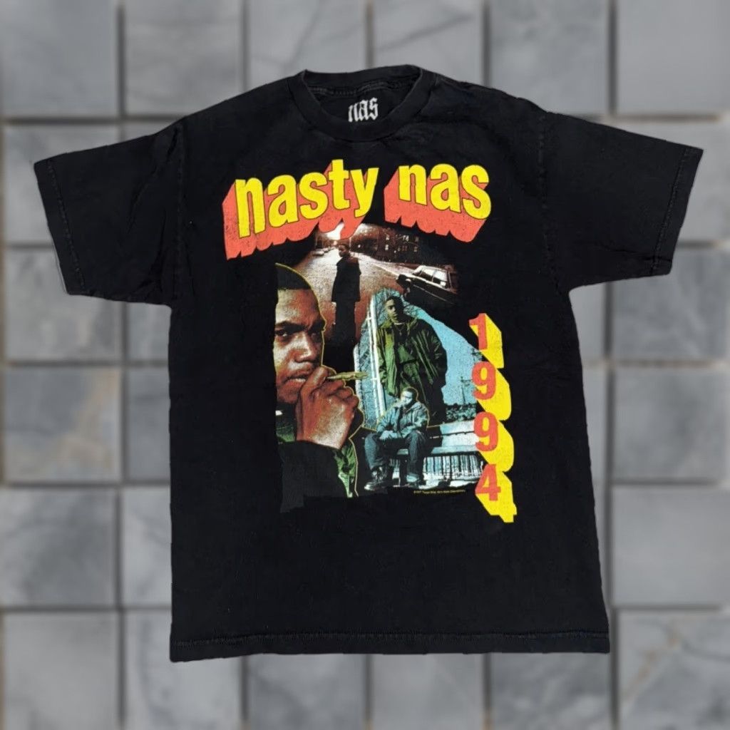 NASA Nas Rap T-Shirt Nasty Nas 1994 Hip Hop Tee Black Size M 19x26 Size US M / EU 48-50 / 2 - 1 Thumbnail