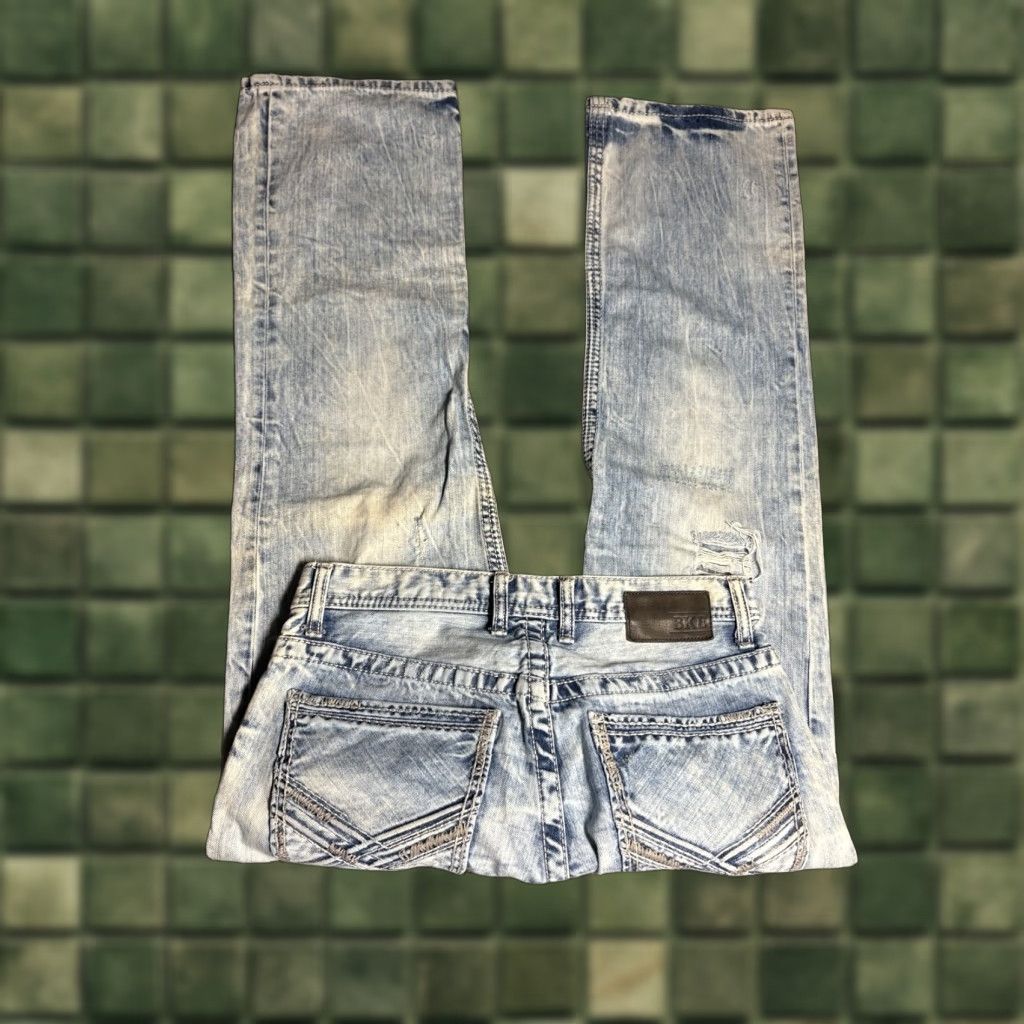 BKE VINTAGE BKE Jake Jeans Mens 31x30 Straight Light Blue Distressed Acid Wash Size US 31 - 1 Thumbnail