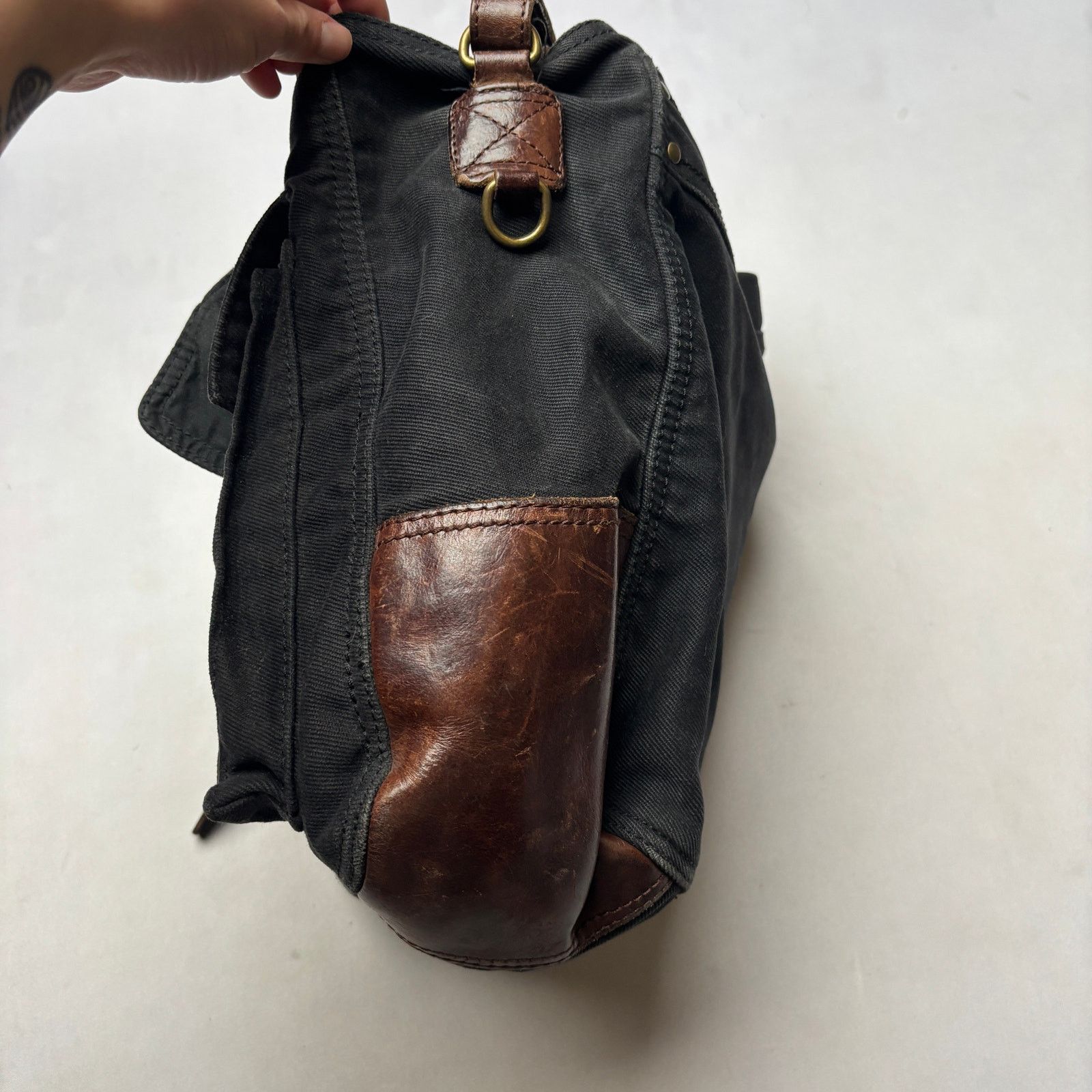 Ralph Lauren Rugby Ralph Lauren Canvas Utility Black Bag 12x19 Leather Size ONE SIZE - 11 Thumbnail