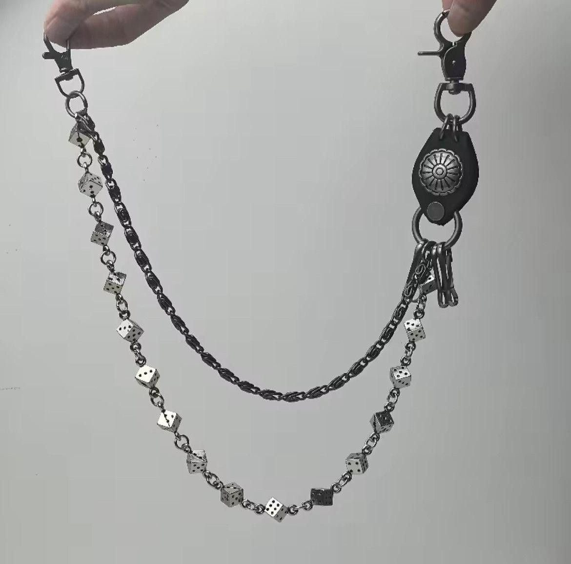 Jewelry Punk Leather Metal Dice Jeans Chain Accessories Size ONE SIZE - 7 Thumbnail