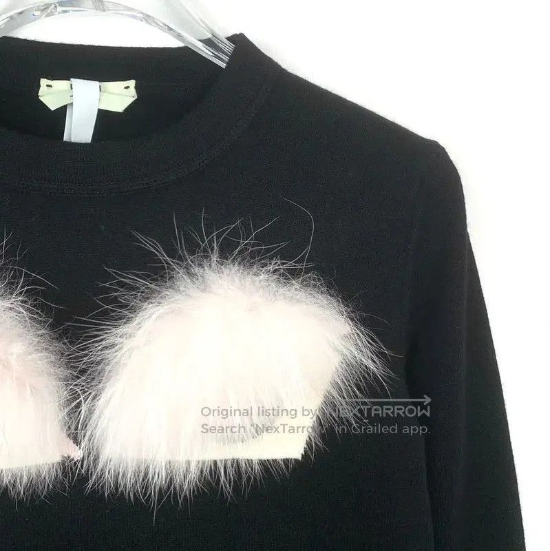 Fendi Fendi Black Wool Knit Sweater with Pink Accents . Size XS / US 0-2 / IT 36-38 - 3 Thumbnail