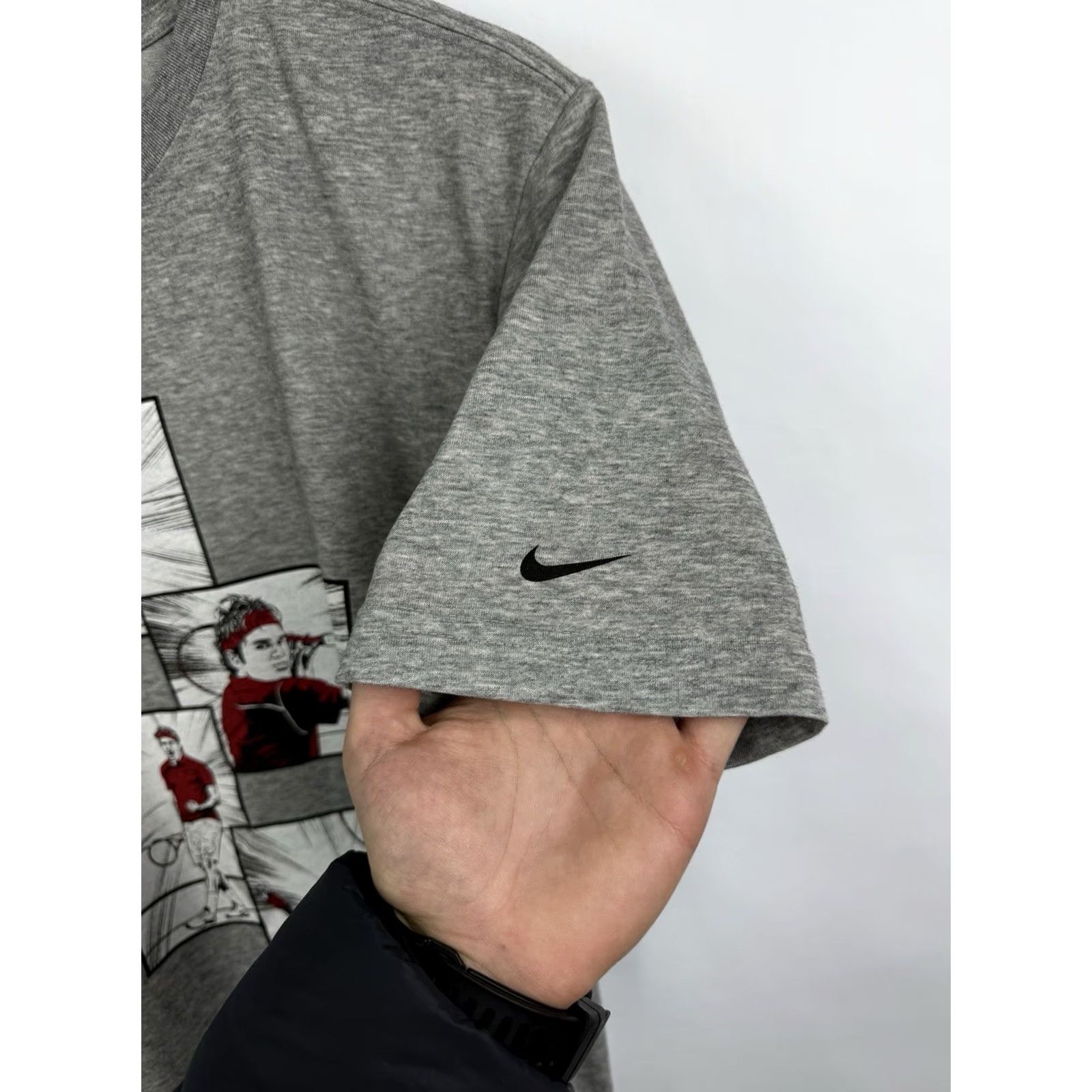 Nike NIKE RF Tennis Dri-Fit T-Shirt Mens M Retro Gray Nike Roger Federer RF Dri-Fit Tennis Shirt Size US M / EU 48-50 / 2 - 5 Thumbnail