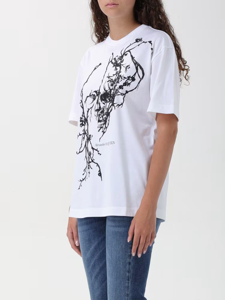 Alexander McQueen o1s22i1n1024 Oversized Cherry Blossom T-Shirt in White Size S / US 4 / IT 40 - 4 Thumbnail