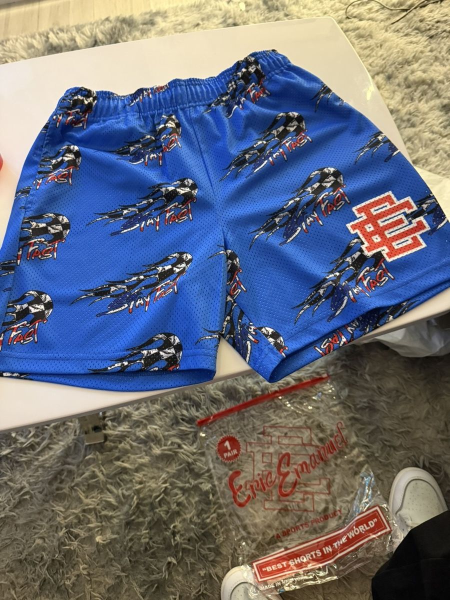 Eric Emanuel x Matty Boy EE Stay Fast Flame Shorts Blue Red Size US 40 / EU 56 - 2 Thumbnail