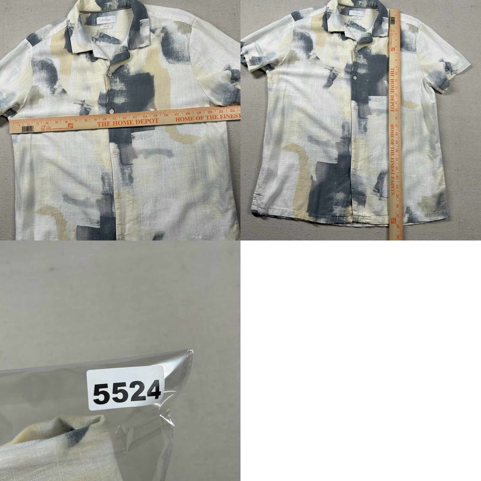 ASH Porter & Ash Shirt Mens L Linen Blend Rayon Geometric Abstract Button Up Beachy Shirt Beach Men's L Ivory Geometric Beach Theme Mens Size US L / EU 52-54 / 3 - 8 Thumbnail