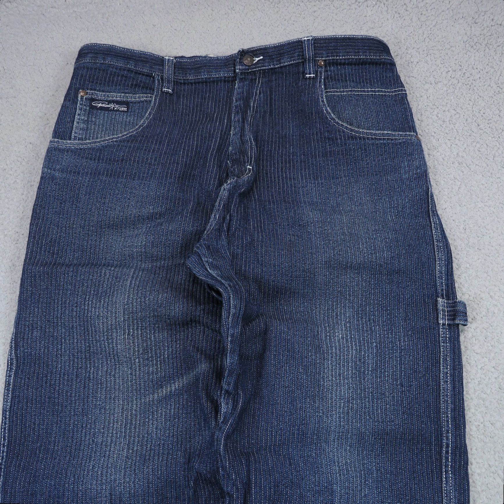 Express VTG Brooklyn Xpress Jeans 38x32 Baggy Y2K Carpenter Skater High Rise Striped Denim 5-Pocket Mens Jeans Size US 38 / EU 54 - 6 Thumbnail
