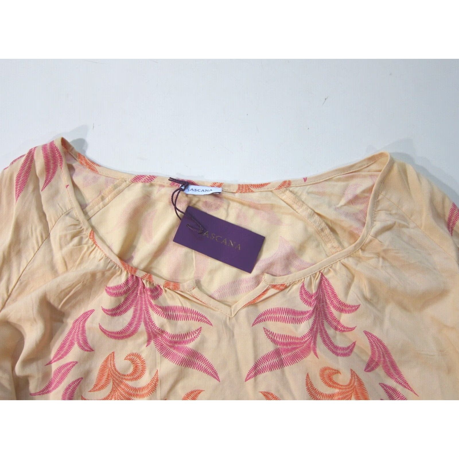 Vintage NWT Lascana 100% Rayon Peach Pink Orange Long Sleeve Peasant Blouse Women 12 Size XL / US 12-14 / IT 48-50 - 5 Thumbnail